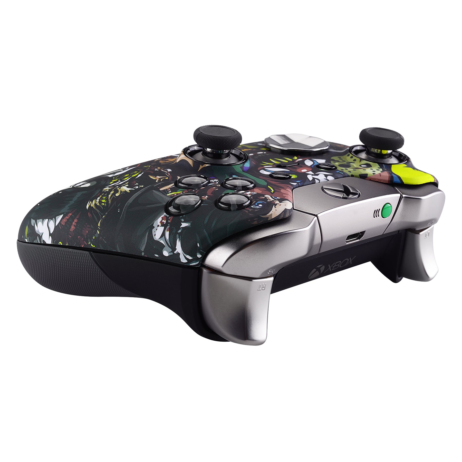 eXtremeRate Scary Party Patterned Faceplate Cover for Xbox One Elite Controller Model 1698 - Soft Touch Front Housing Shell Case with Comfortable Grip - Perfect for Gaming Parties & Halloween Events