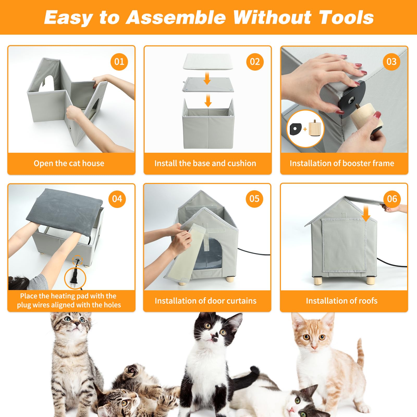 Heated Outdoor Cat House - Waterproof & Insulated Winter Shelter for Feral Cats with Escape Door | Elevated Design for Safety | Perfect for Backyard, Porch & Cold Weather Protection
