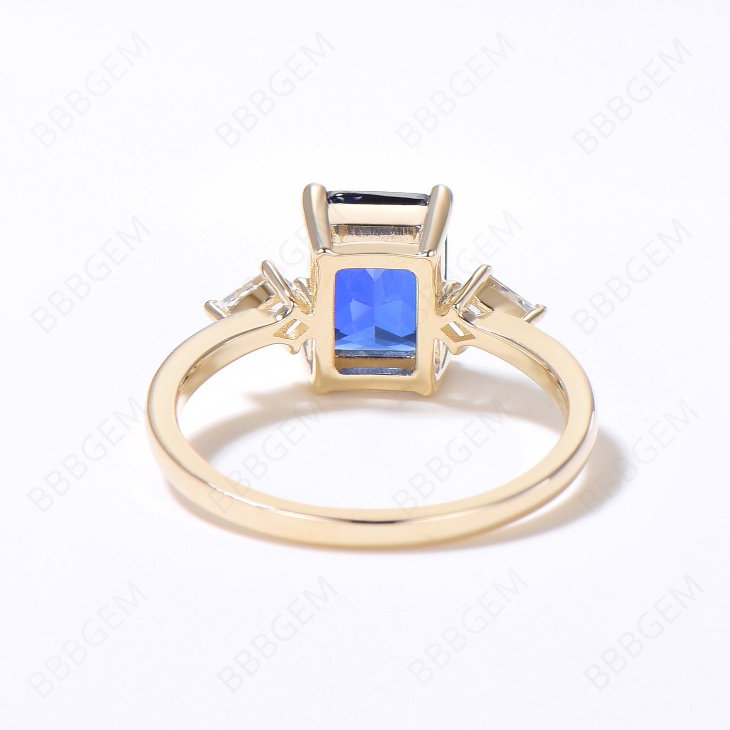 2CT Radiant Cut Blue Sapphire Engagement Ring for Women - Unique Three Stone Wedding Ring with 14K White Gold - Perfect for Proposals, Anniversaries & Special Occasions