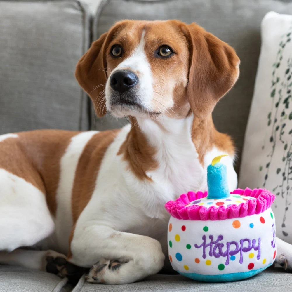 Happy Barkday Cake Dog Plush Toy - Soft & Cute Birthday Gift for Dogs - Perfect for Chewing, Cuddling & Playtime at Home or Outdoors