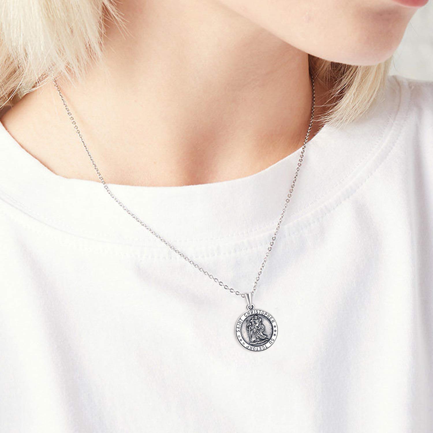 Sterling Silver Saint Christopher Locket Necklace for Women - Personalized Photo Pendant Jewelry for Mom, Daughter, Birthday Gifts - Perfect for Travel Protection, Faith Keepsake & Everyday Wear