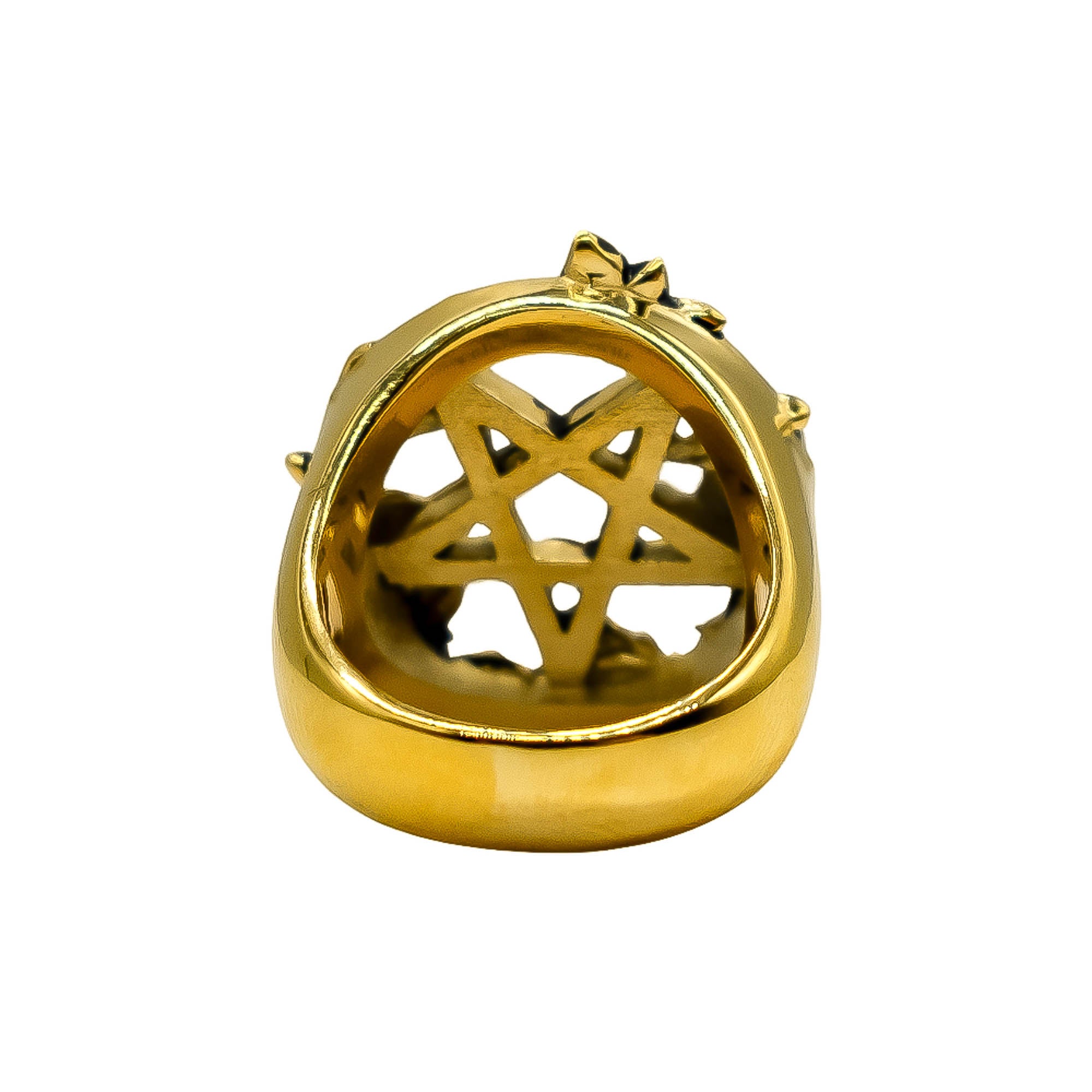 Gold Green Witch Pentacle Ring - Pagan Wiccan Jewelry for Rituals & Spiritual Protection | Perfect for Ceremonies & Everyday Wear