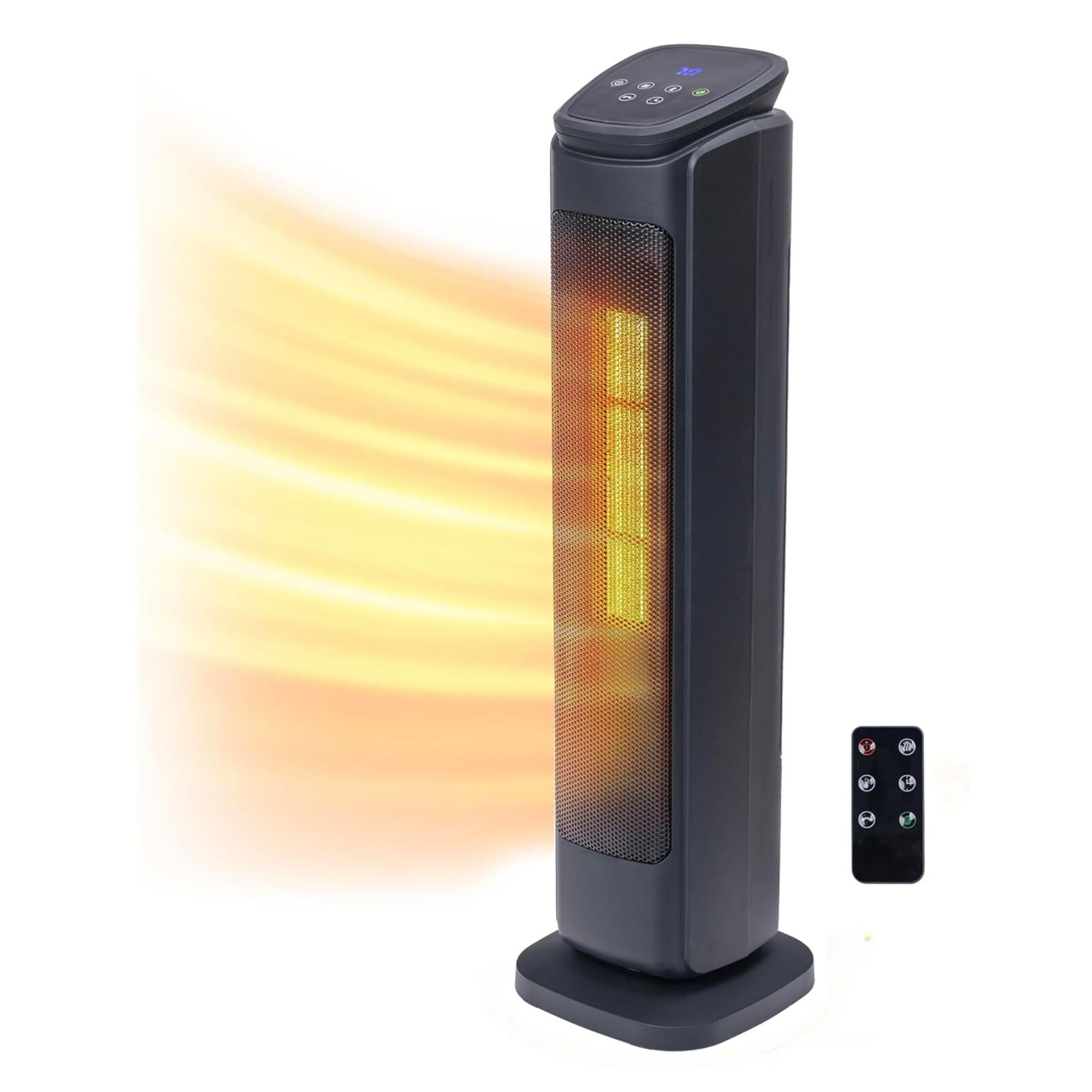 Comfort Zone 30-inch Indoor Space Heater with Remote Control, Thermostat & 12H Timer - 1500W Portable Room Heater with 50° Oscillation, 4 Heating Modes & Overheat Protection - Perfect for Bedroom, Office & Home Use