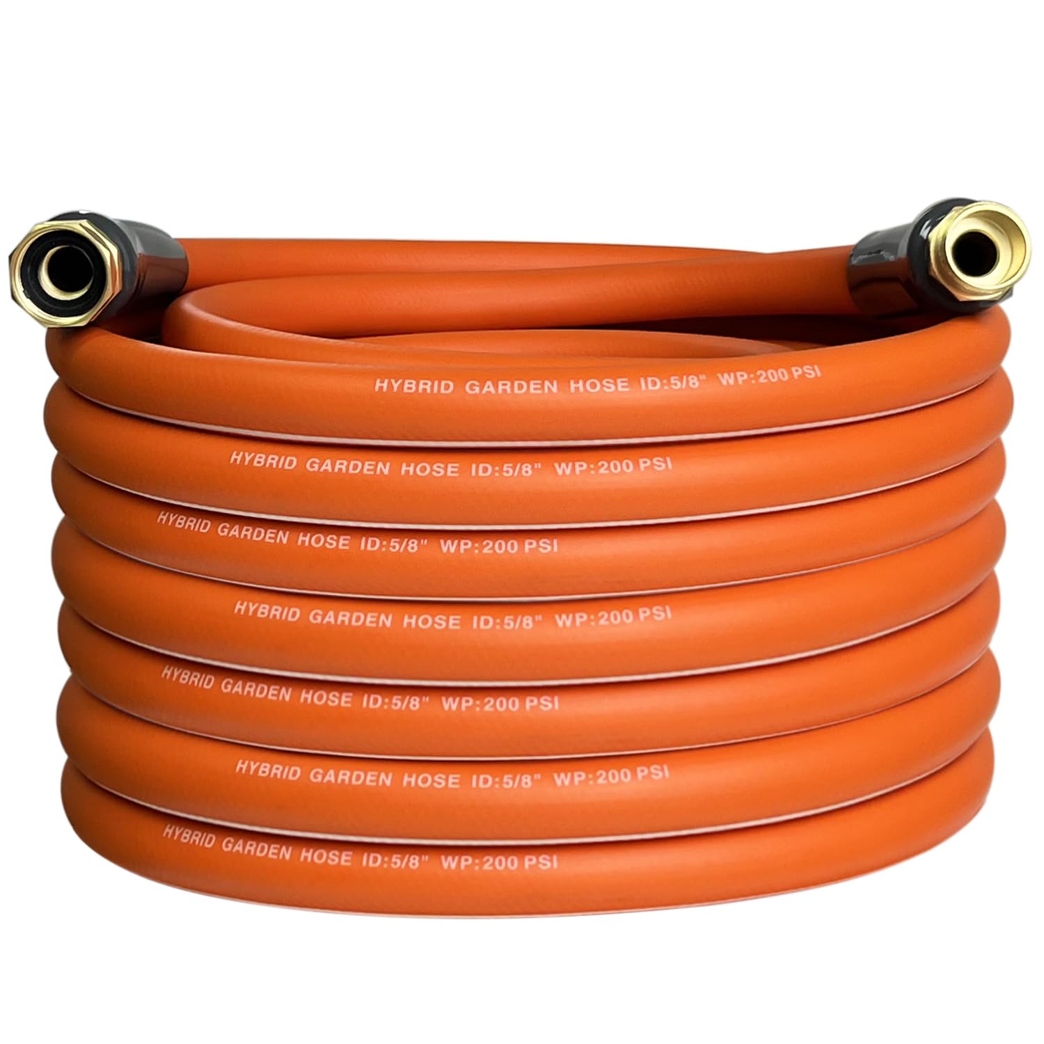 DayisTools 50 ft Heavy Duty Hybrid Garden Hose - Flexible, Kink Resistant, Lightweight Water Hose (5/8 Inch) with 600 PSI Burst Pressure - All-Weather Durable Hose with 3/4 Inch GHT Solid Brass Fittings (Orange/White) - Perfect for Lawn Care, Car Washing, and Outdoor Watering