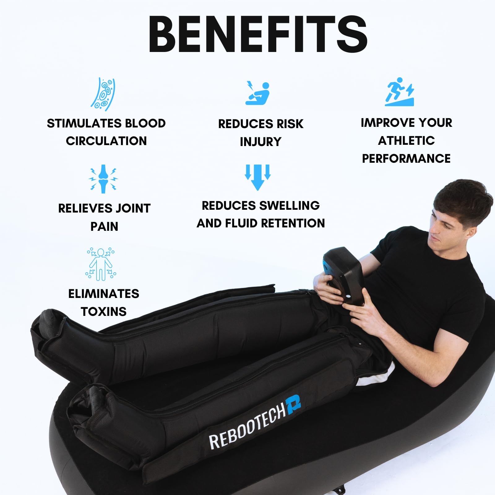 Air Compression Leg Massager - Cordless Recovery System for Circulation, Pain Relief & Muscle Recovery | Portable, Quiet Design with 200mmHg Pressure & 6-Hour Battery Life | Perfect for Athletes, Office Workers & Travelers
