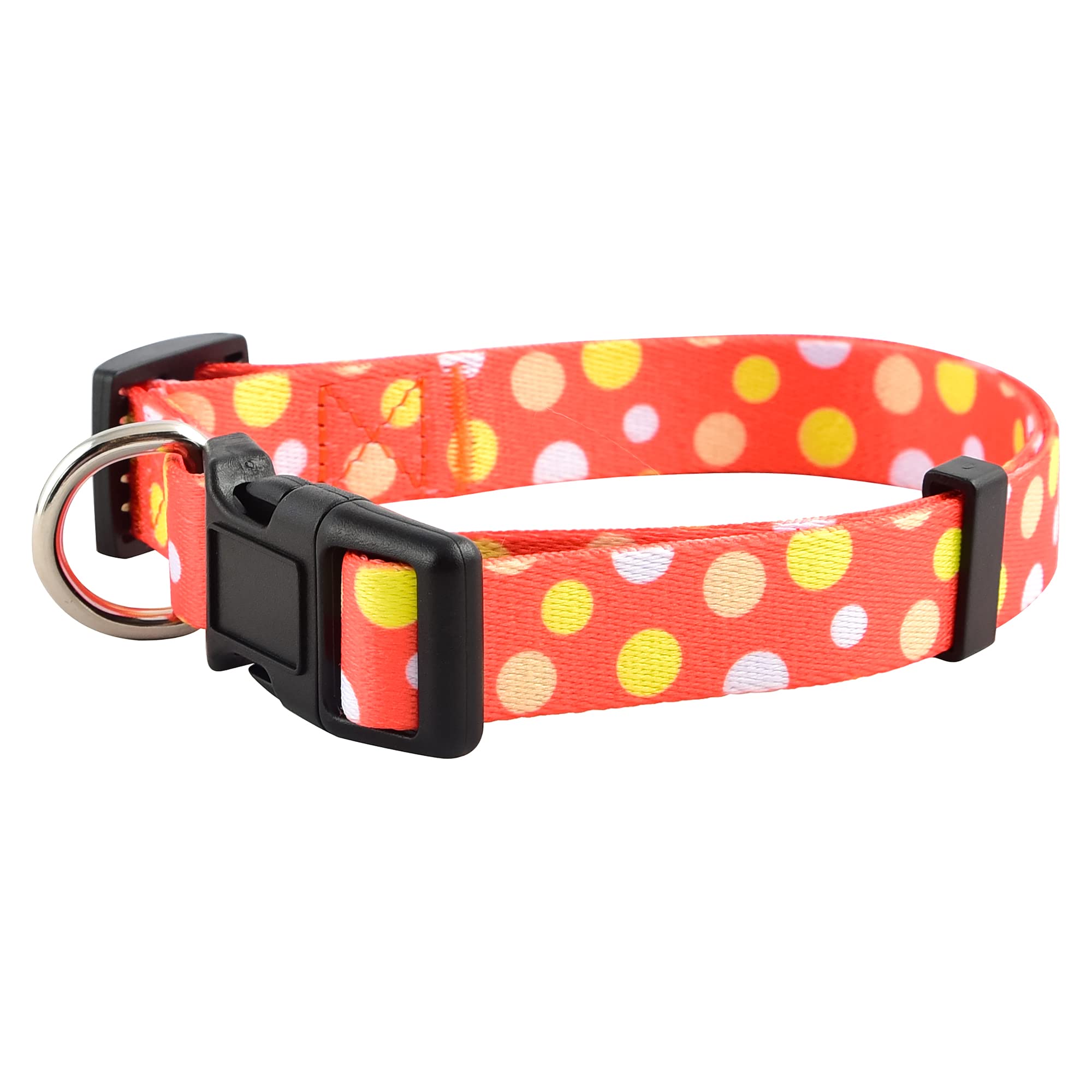 Native Pup Polka Dot Dog Collar - Adjustable Pet Collar for Small, Medium & Large Dogs - Cute Fabric Design for Boy & Girl Puppies - Perfect for Daily Walks, Training & Grooming