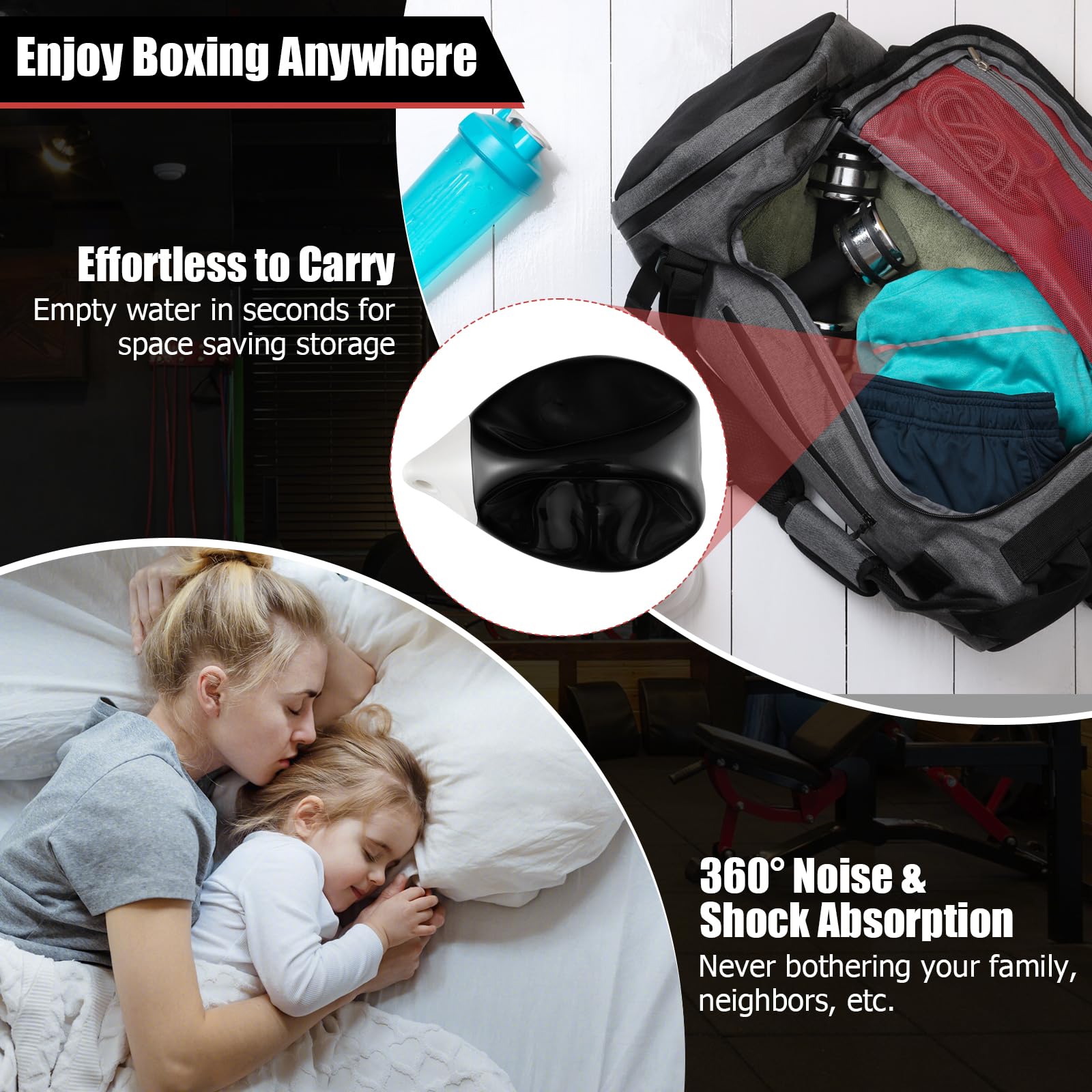 GYMAX Heavy Duty Water Filled Punching Bag with Water Injector & Hanging Accessories - Folding Boxing Bag for Home Gym, Boxing Training Equipment for Adults & Teens - Perfect for MMA, Kickboxing, and Fitness Workouts
