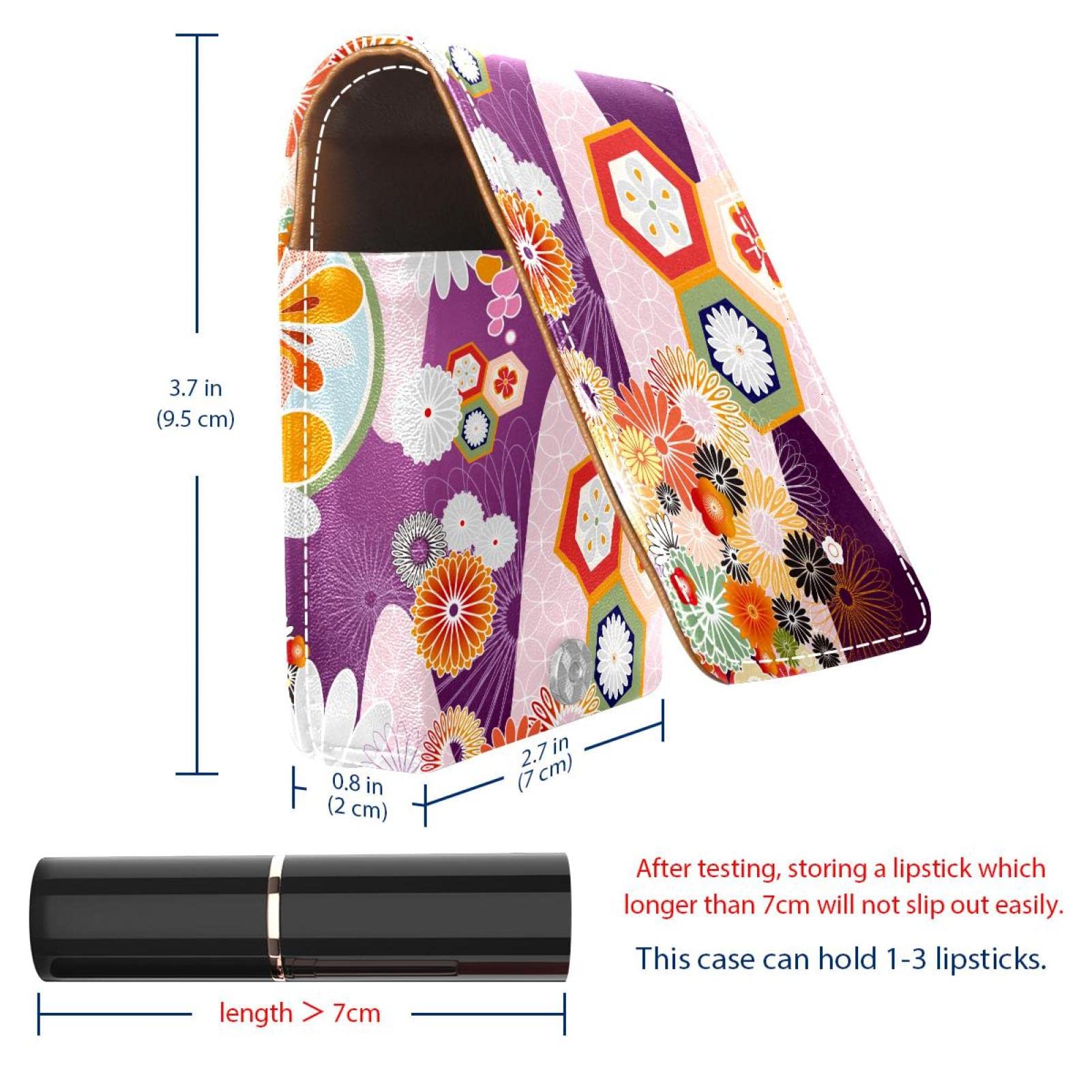 Personalized Lipstick Case - Portable Makeup Bag & Cosmetic Pouch Organizer with Vintage Japanese Cherry Blossom Pattern | Perfect for Travel, Daily Use & Gift Giving