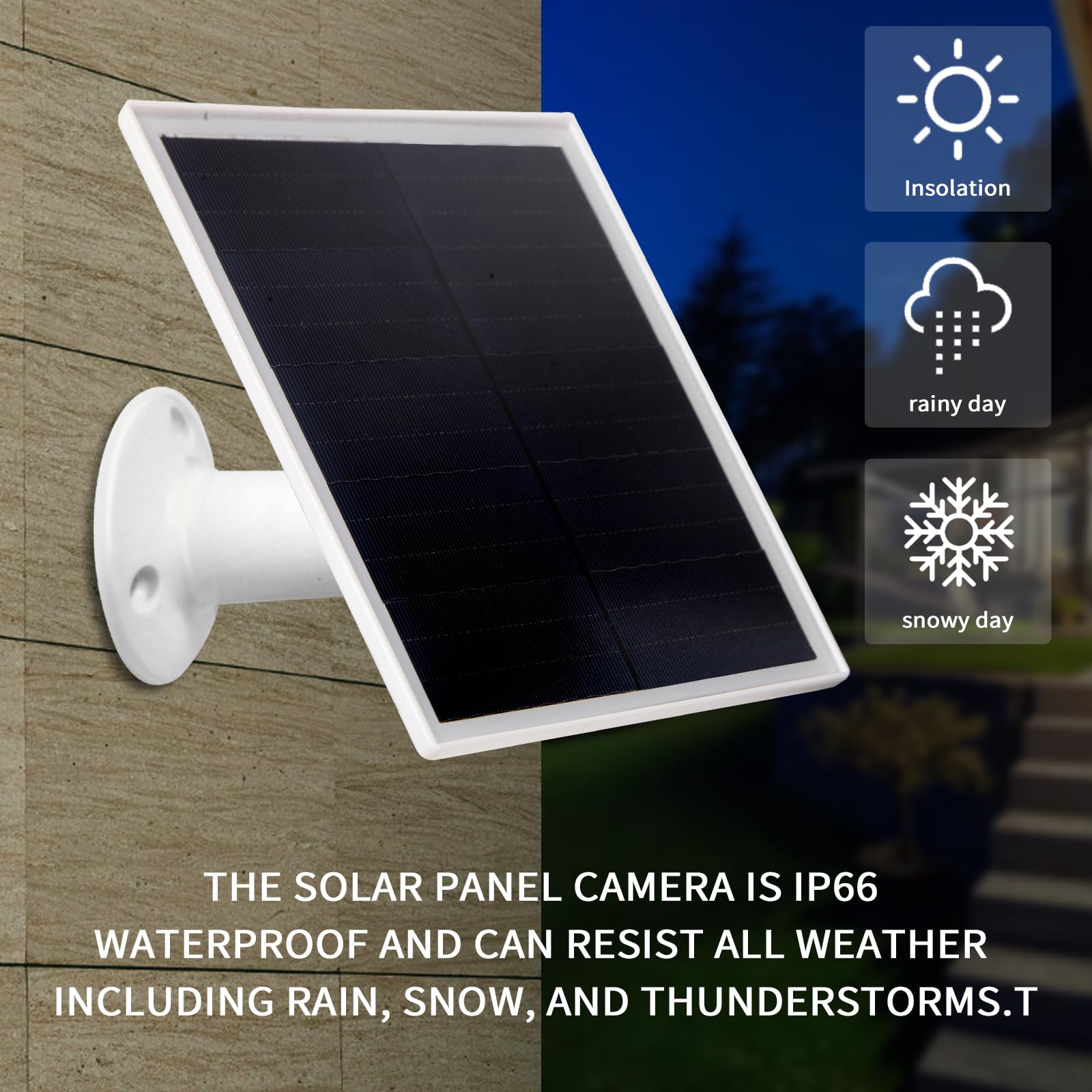 6W USB Solar Panel Charger for Security Cameras - IP66 Waterproof with Micro USB & USB-C Ports, 360° Adjustable Mount - Perfect for Outdoor Home Security, Trail Cameras, and Off-Grid Power Supply