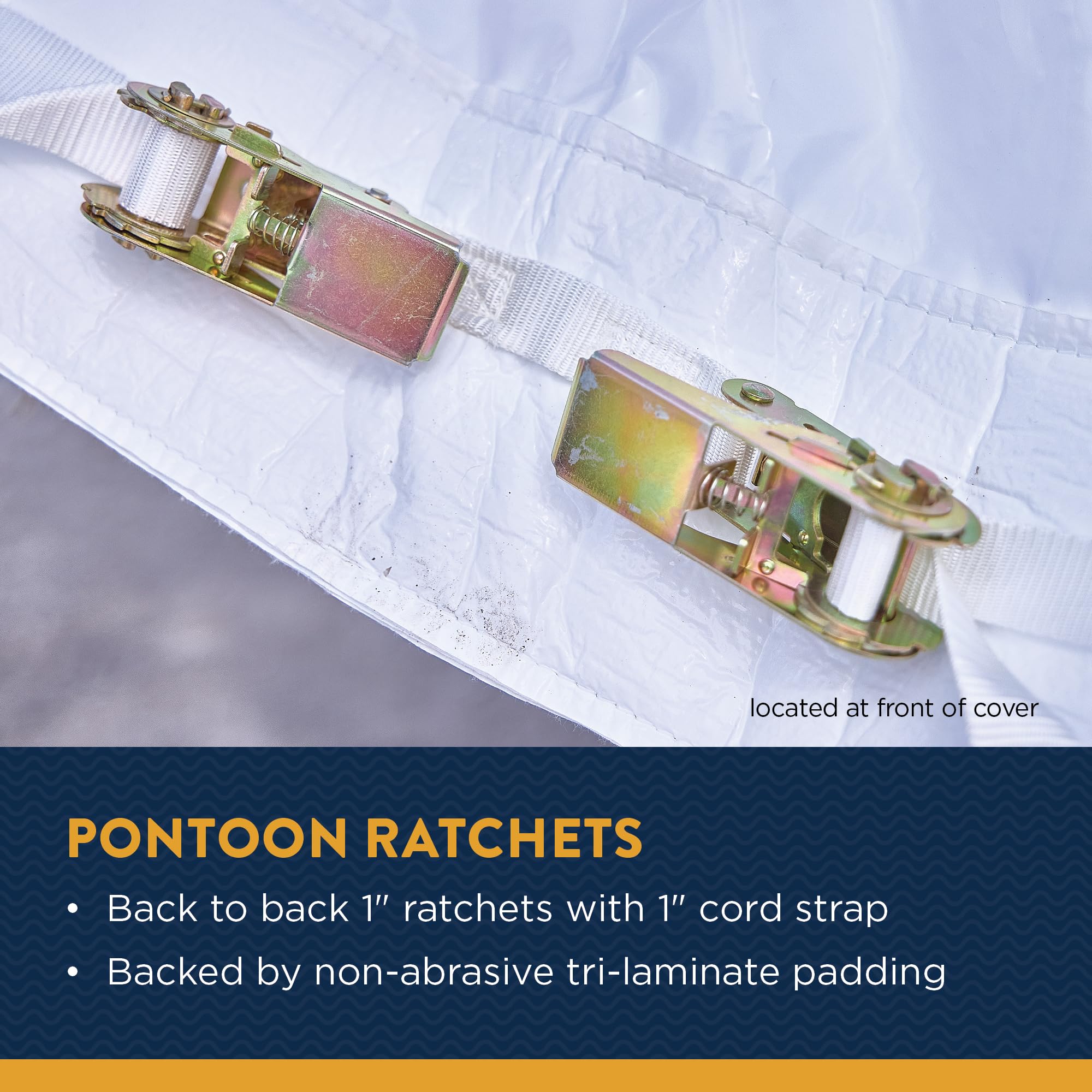**Transhield Heavy Duty 20' Pontoon Boat Cover - Waterproof, Reusable Storage Cover with Perimeter Rope & Straps - Ideal for Outdoor Boat Protection & Winter Storage**