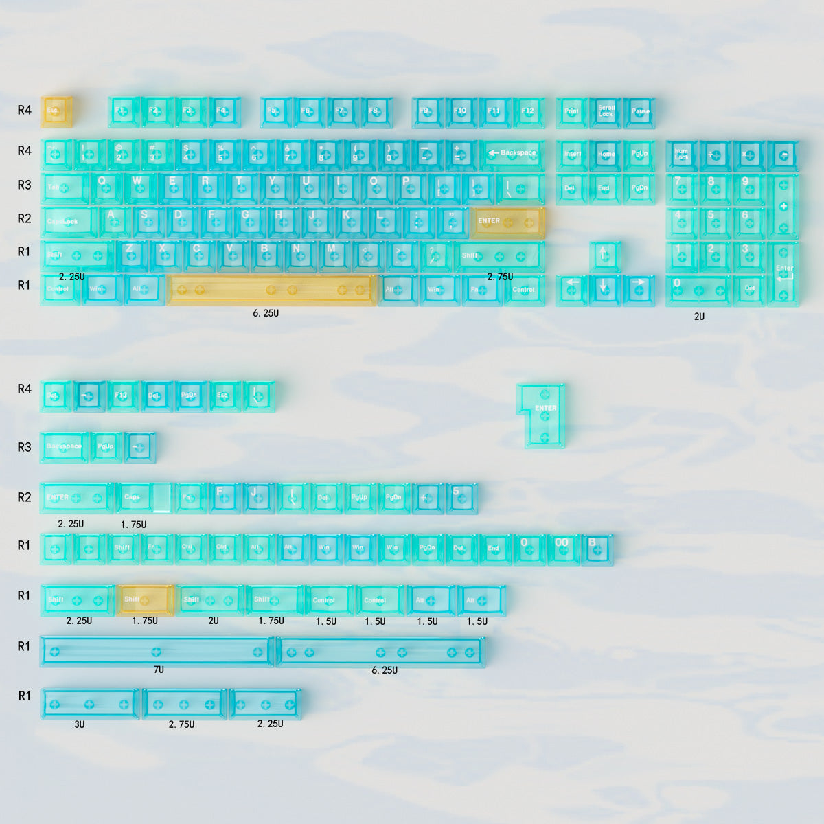 Premium PC Material UV Printed Mechanical Keyboard Keycaps - High Color Transparency, OEM Quality Keycap Set for Gaming & Typing