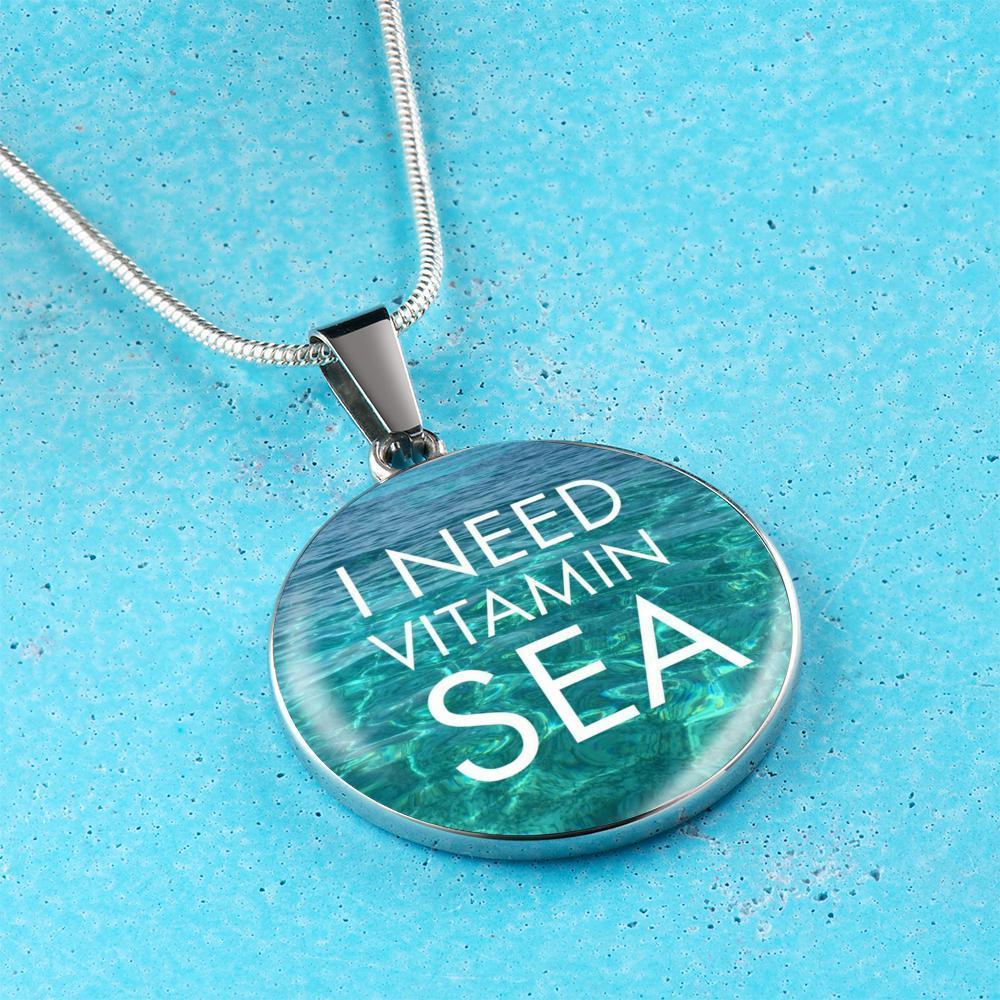 I Need Vitamin Sea Necklace - Dainty Beach Jewelry for Women, Ocean Wave Pendant Necklace - Perfect for Summer Vacations, Beach Trips & Boho Fashion