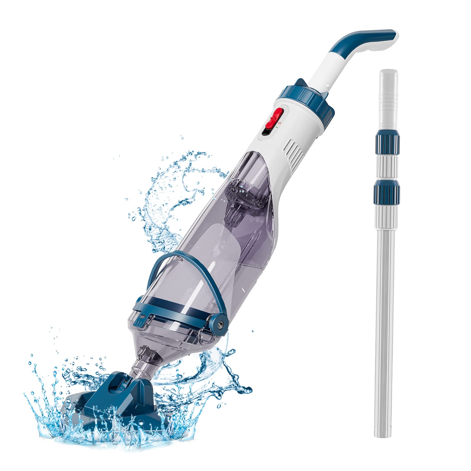 **T403 Rechargeable Handheld Pool Vacuum Cleaner for Above Ground Pools - 18.5 GPM Powerful Suction, 1H Runtime, Telescopic Pole - Ideal for Leaves, Debris, Sand - Perfect for Quick Pool Cleaning & Maintenance**