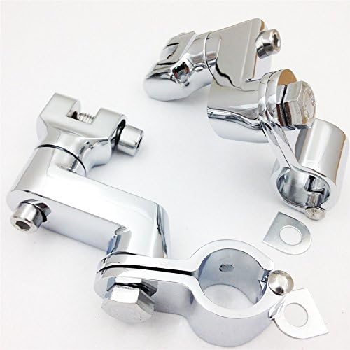Motorcycle Chrome Longhorn Footpeg Mounts Clamp - Compatible with BSA, Norton, Triumph Bobber, Chopper, Cafe Racer, ATV, UTV & Scooter - Durable Riding Accessory for Custom Bike Builds & Off-Road Adventures