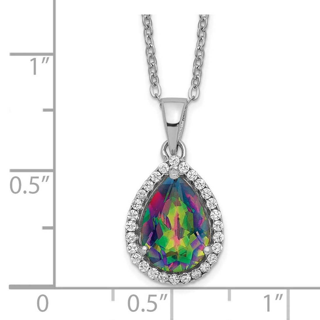 925 Sterling Silver Spring Ring Necklace with Mystic Topaz & Cubic Zirconia | 18 Inch Simulated Diamond Pendant for Women | Perfect for Weddings, Parties & Everyday Elegance