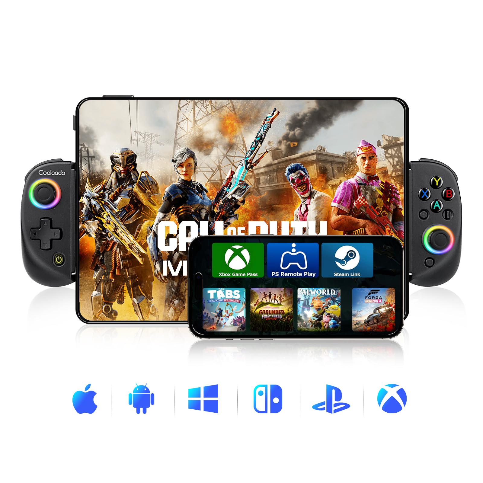 Wireless Bluetooth Mobile Gaming Controller for iPhone, iPad, Samsung & Android - Compatible with Xbox, PS3/4, Switch & PC - Adjustable Clip Joystick Gamepad for Smartphones & Tablets | Perfect for Fortnite, Call of Duty & Cloud Gaming on the Go (Black)