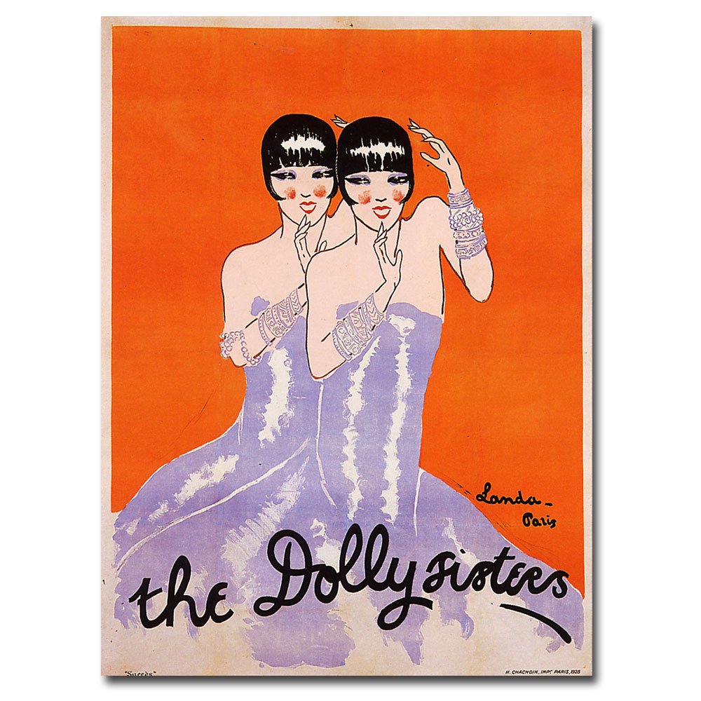 Trademark Fine Art The Dolly Sisters by Julien Landa - Premium 18x24 Inch Canvas Wall Art Print - Vintage Home Decor for Living Room, Bedroom & Office