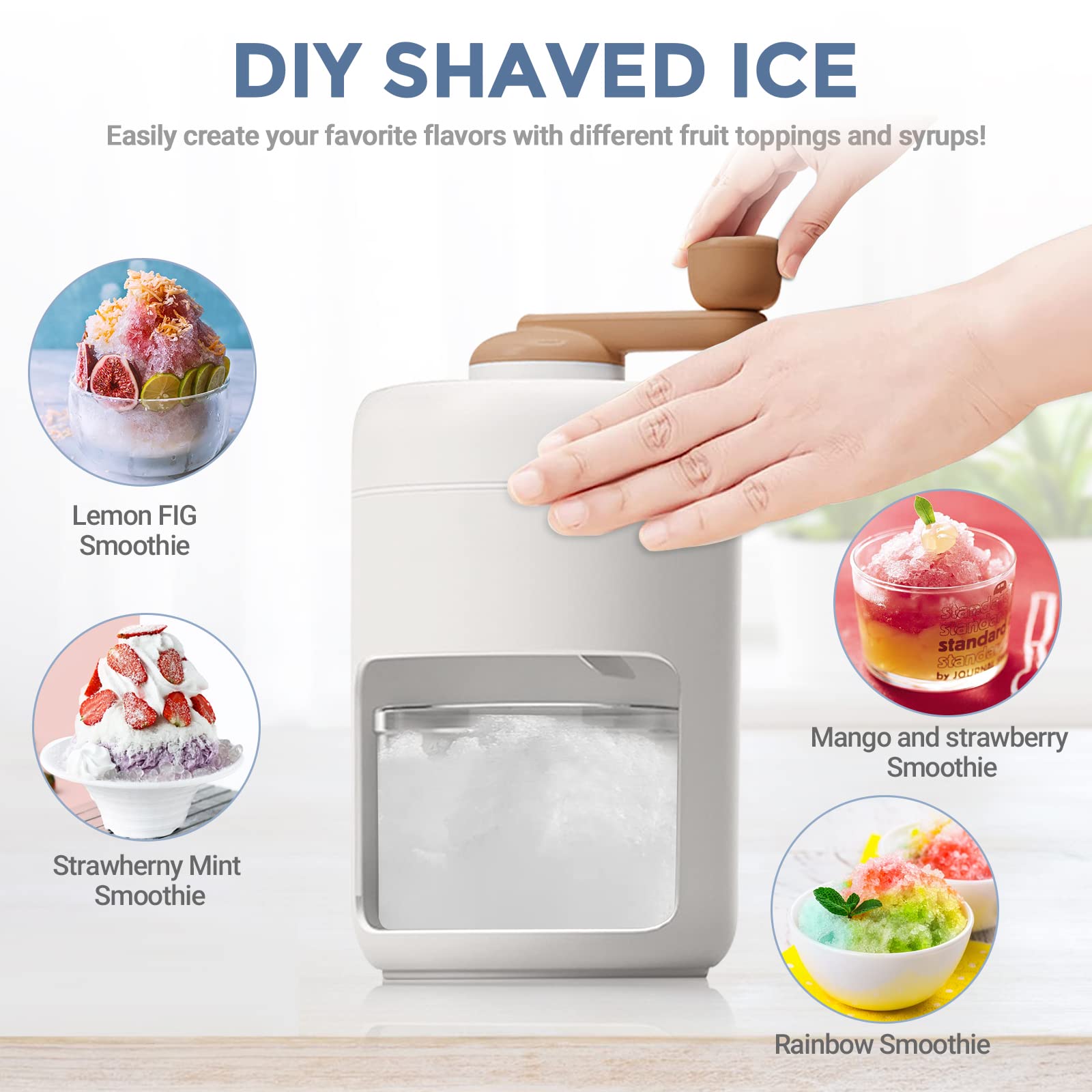 Premium Manual Ice Crusher - Portable Slushie & Snow Cone Maker with Free BPA-Free Ice Cube Tray - Perfect for Cocktails, Smoothies & Outdoor Parties - Home & Camping Essential