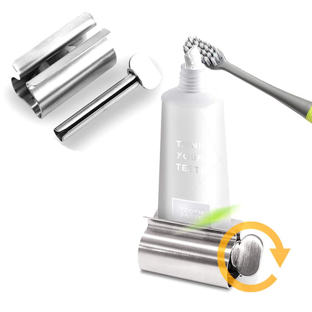 3-Piece Stainless Steel Toothpaste Tube Squeezer & Roller - Bathroom Toothpaste Dispenser for Tidy Countertops - Perfect for Home, Travel & Camping