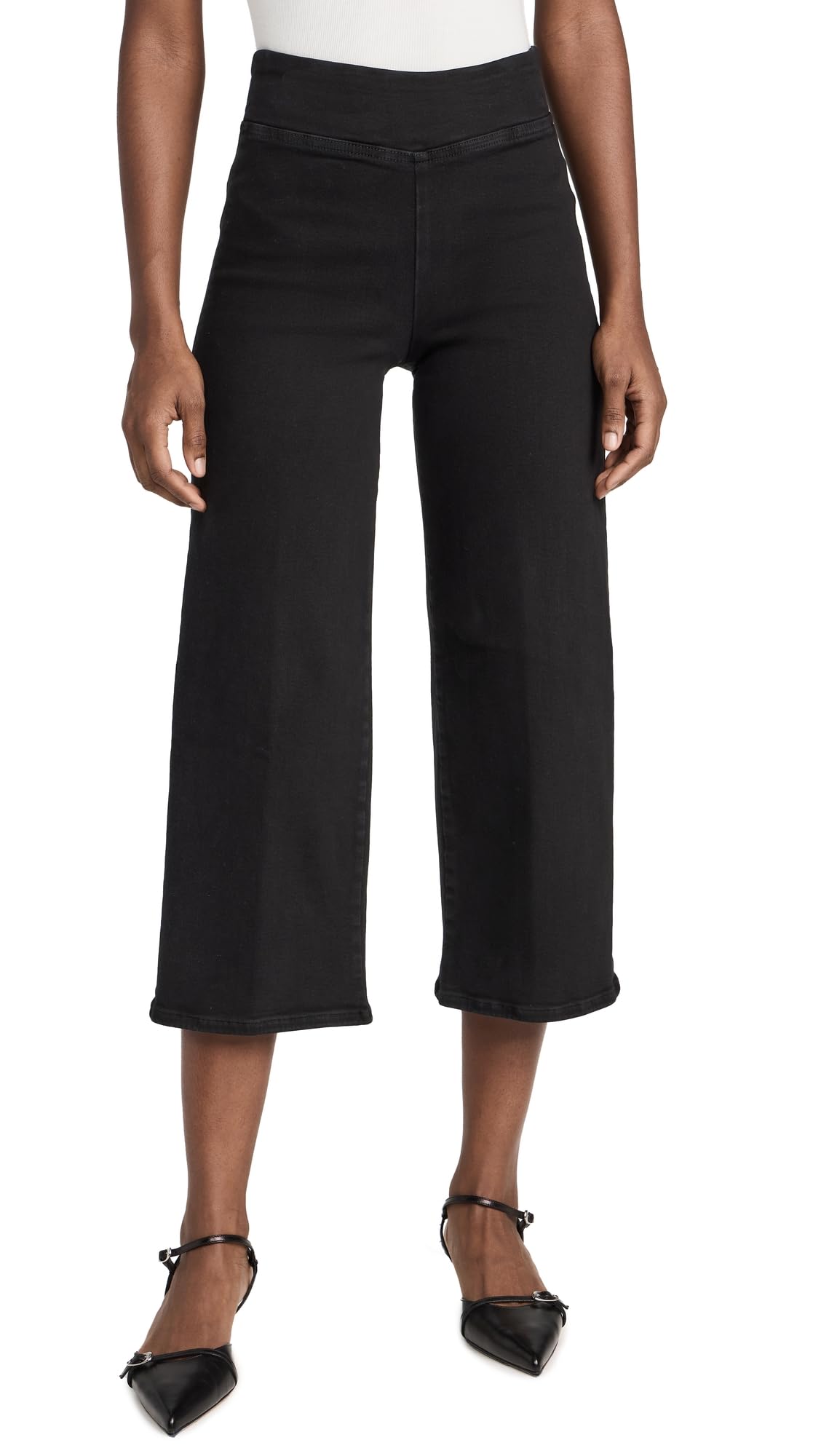 FRAME Women's Jetset Wide Leg Crop Jeans - High Waist Distressed Denim Pants for Casual Outfits & Street Style