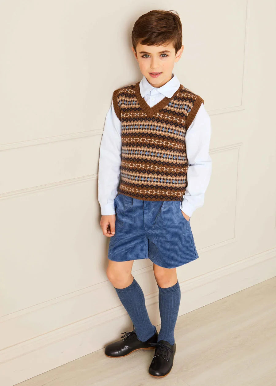 Fair Isle Knitted Vest for Boys - Cozy Winter Pullover with Nordic Patterns - Perfect for School, Holidays & Family Gatherings
