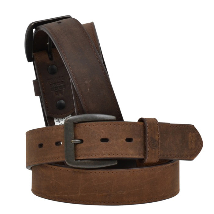3D Men's Georgia Solid Brown Leather Belt - Stylish & Durable for Casual, Business & Formal Wear