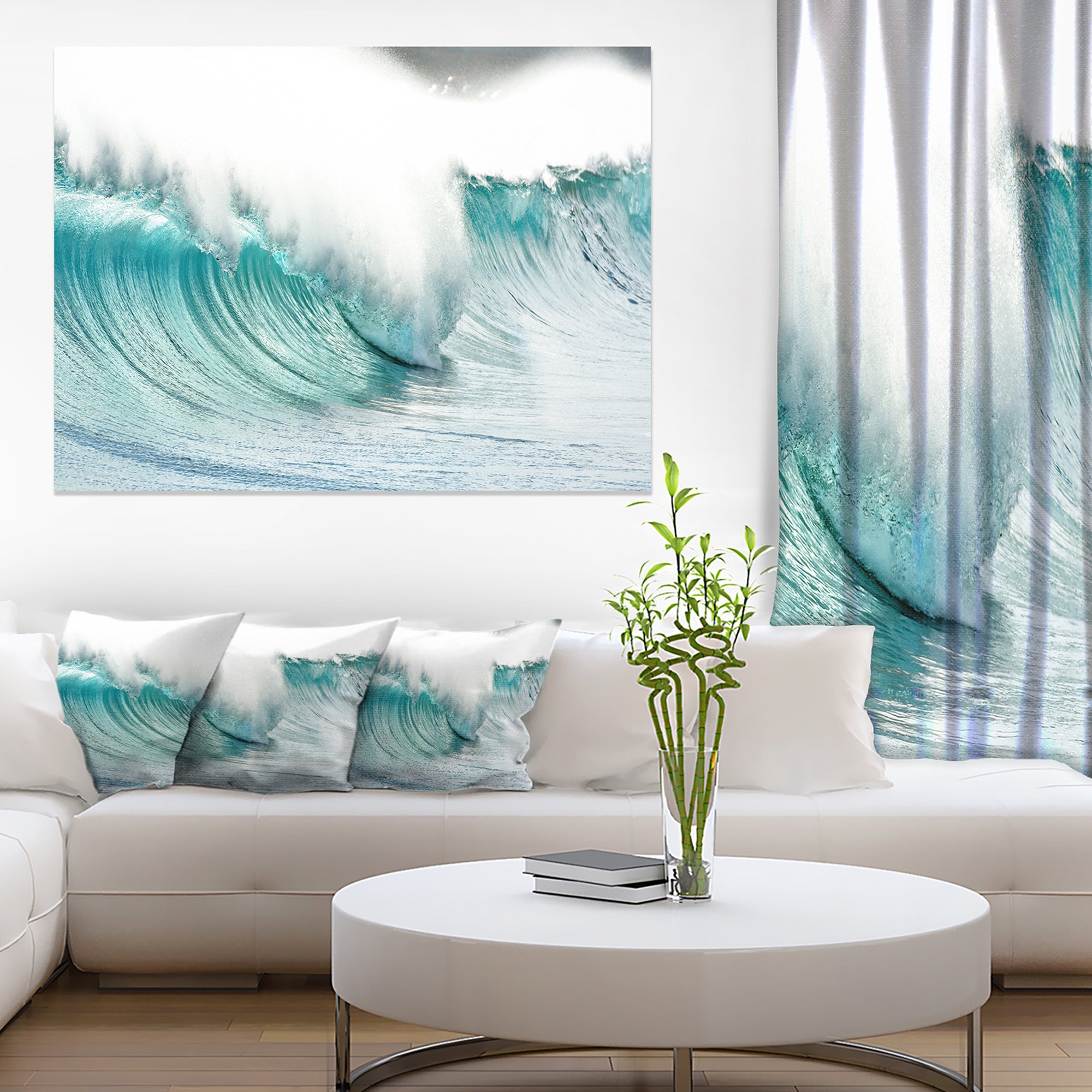 Stunning Blue Ocean Waves Beach Canvas Wall Art Print - Coastal Home Decor for Living Room, Bedroom & Office