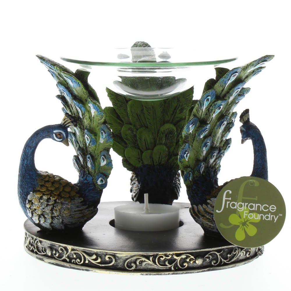 Elegant Peacock Feather Aromatherapy Oil Warmer - Essential Oil Diffuser for Home, Spa, Yoga & Relaxation