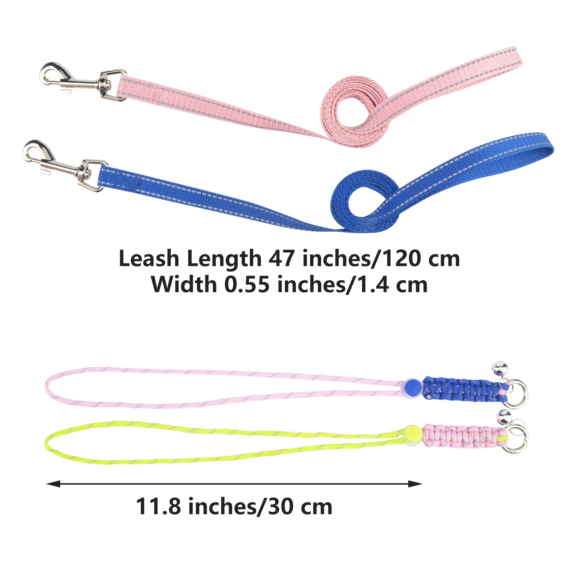 2-Pack Figure 8 Small Animal Harness & Leash Set - Reflective Strap with Bell for Ferrets, Rabbits, Bearded Dragons, Guinea Pigs, Chinchillas, Hamsters - Perfect for Outdoor Walks, Pet Training & Safe Playtime Adventures