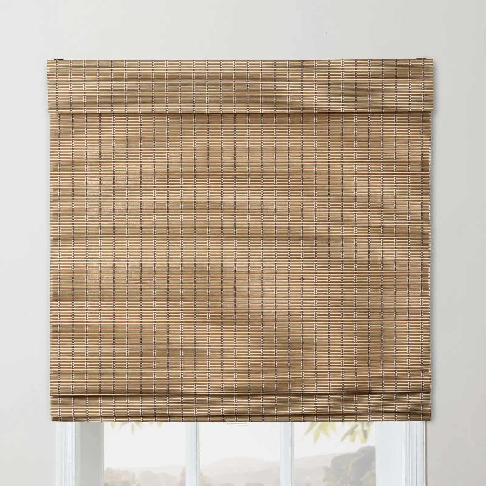 Sybil Bamboo Roman Shade Cord Lift - Natural Wood Window Blinds for Home & Office - Perfect for Living Room, Bedroom, and Kitchen Privacy