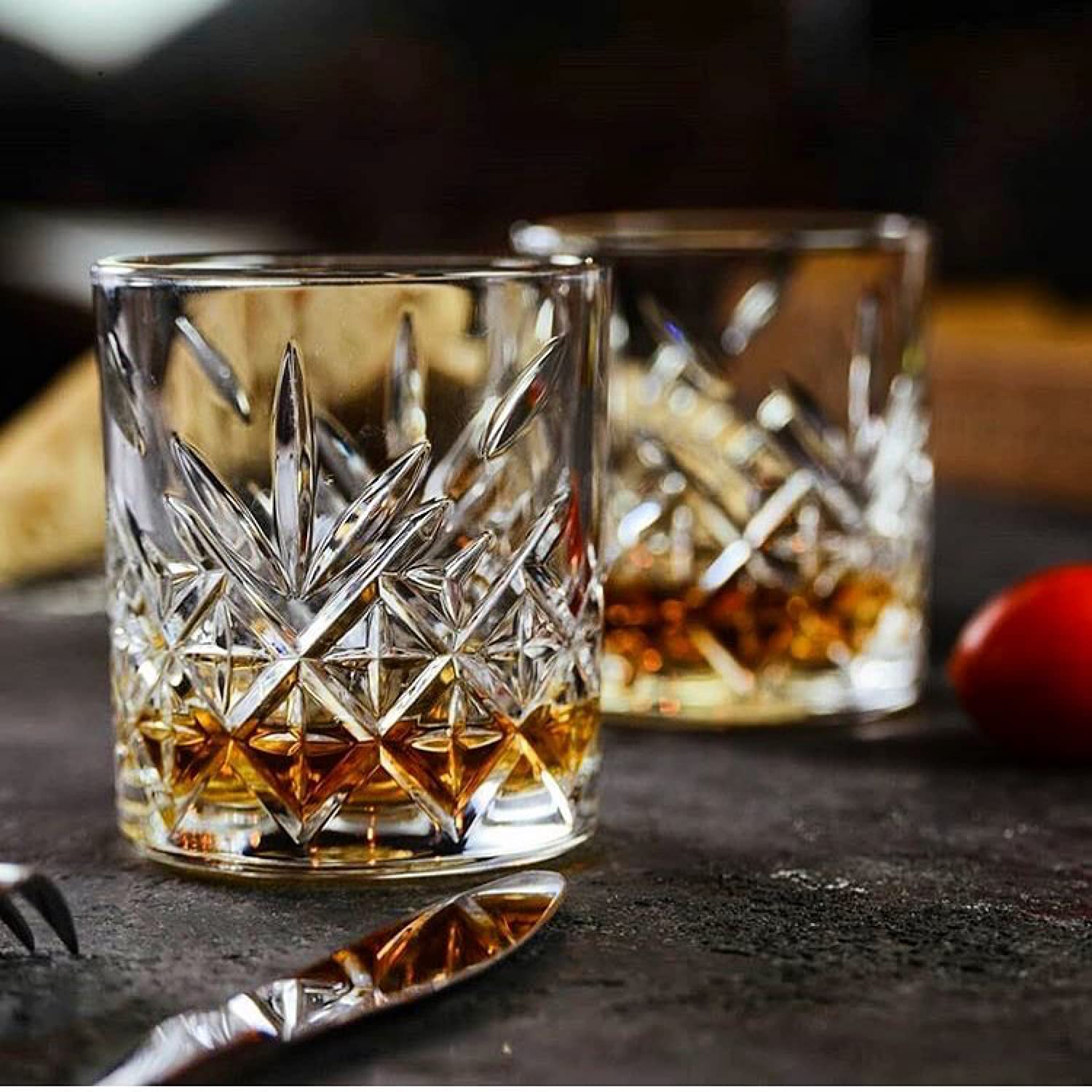 Decoret Timeless Series 11.05 Oz. Etched Glass Goblets - Set of 12 Stemmed Water Glasses, Dishwasher Safe & Chip Resistant Clear Crystal Cups for Wine, Cocktails & Elegant Dining