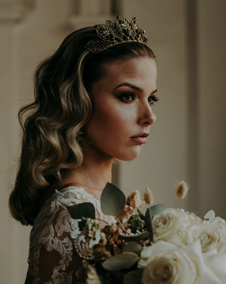 Antique Bronze Boho Leaf Wedding Crown - McKenzie by Kezani | Perfect for Bohemian Brides, Vintage Weddings & Festival Accessories
