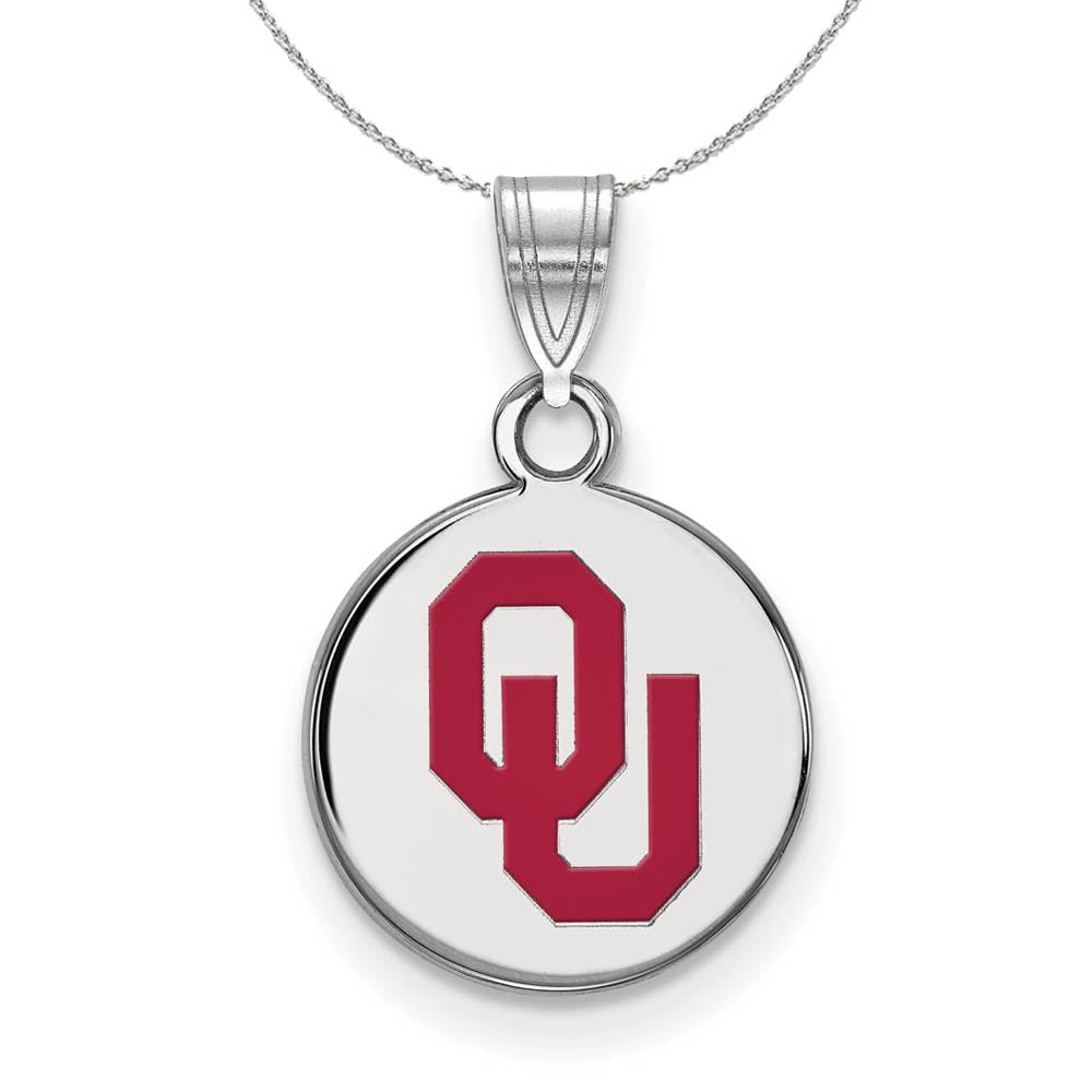 Oklahoma Sterling Silver Enamel Necklace for Gameday & Events