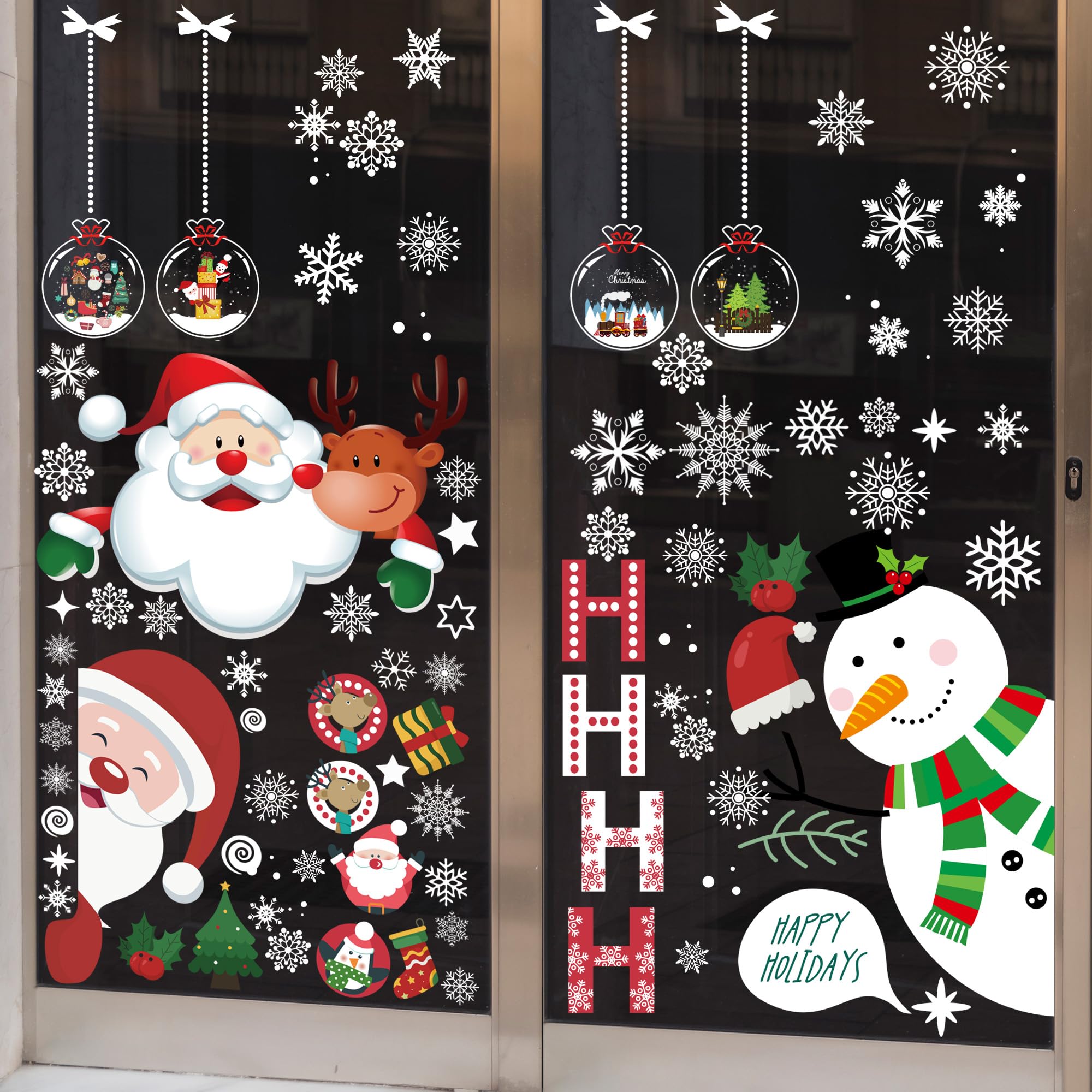 Double Sided Christmas Window Clings - Snowflake Window Decals for Glass, Home, School & Office Decor | Winter Holiday Decorations for Windows, Doors & Classrooms (Perfect for Christmas Party, Classroom Activities & Festive Home Decor)