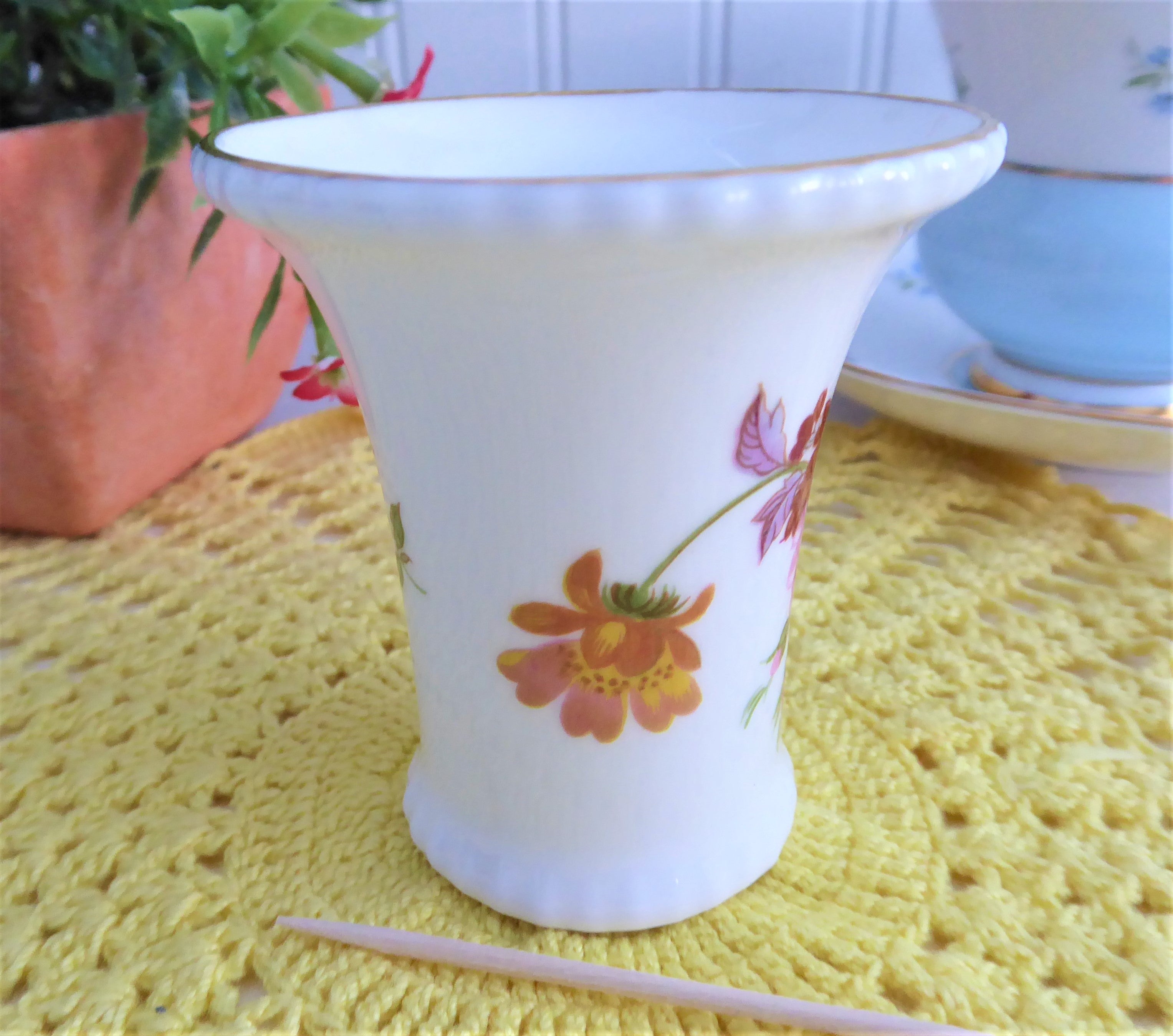 Royal Crown Derby English Bone China Toothpick Holder - Derby Posies Pink Roses Design, Elegant Small Vase for Home Decor | Perfect for Dining Table, Kitchen Countertop, and Gift Giving