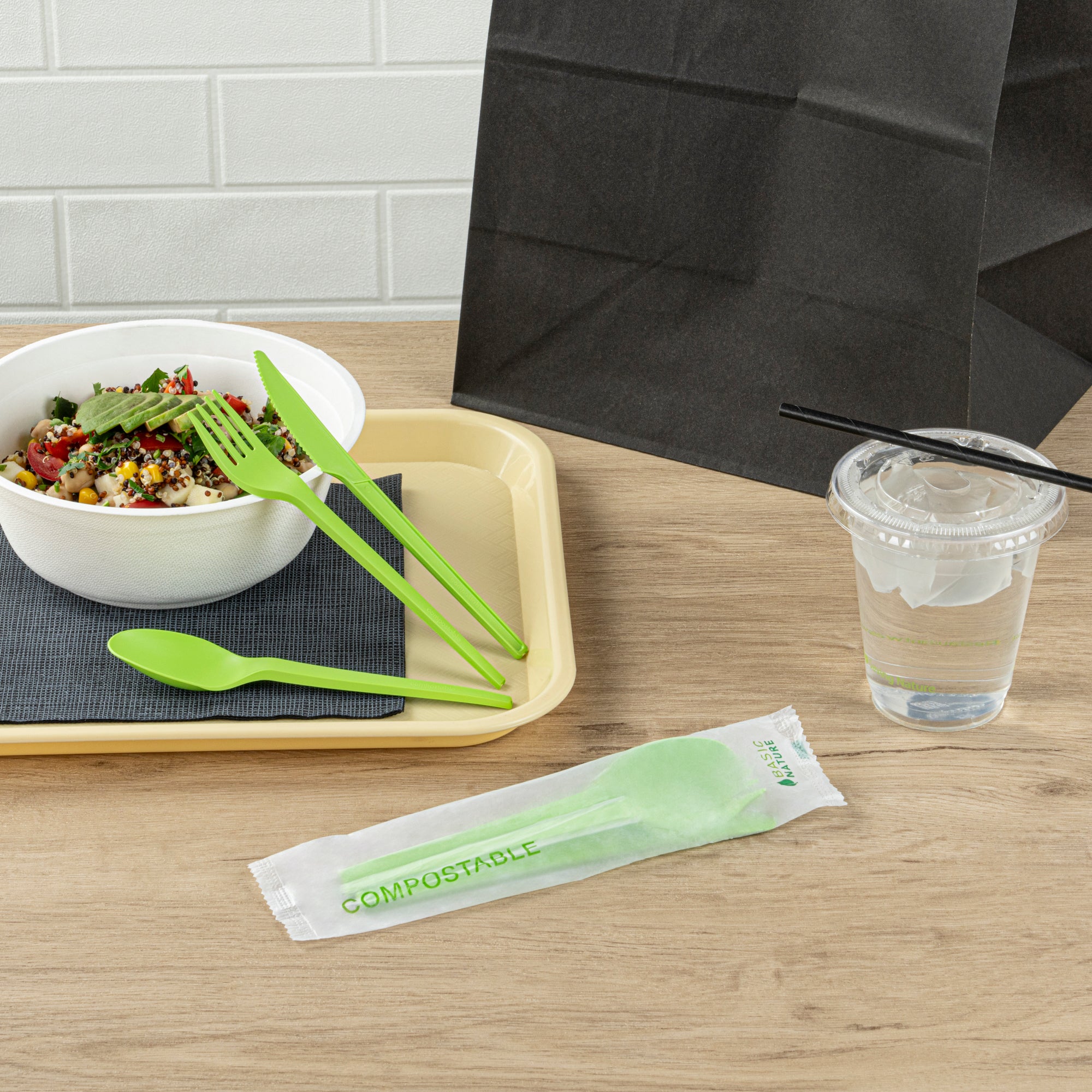 Eco-Friendly CPLA Plastic Cutlery Set - 100-Piece Compostable Utensils with Heat-Resistant Forks, Spoons & Knives | Perfect for Parties, Picnics & Sustainable Dining