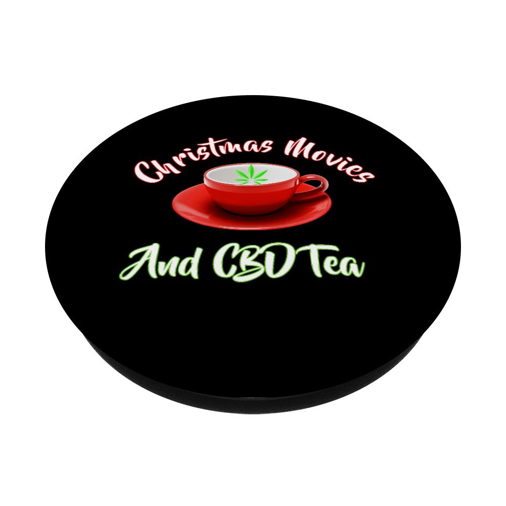 Christmas Movie Themed CBD Tea Cup PopSockets PopGrip - Swappable Phone & Tablet Grip for Holiday Relaxation & Cozy Evenings