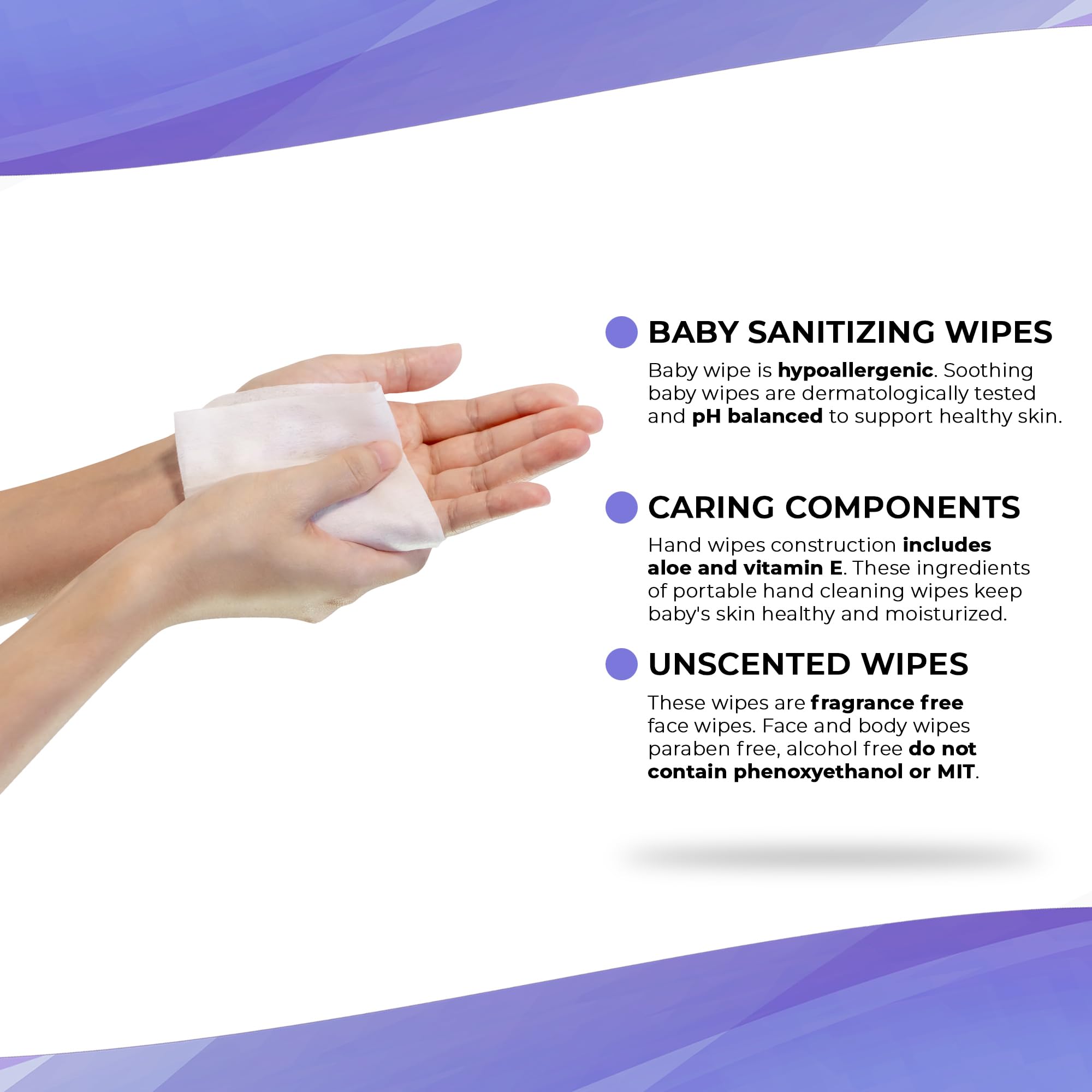 AMZ Medical Supply Hypoallergenic Baby Wipes - Unscented, Alcohol-Free, 6.7