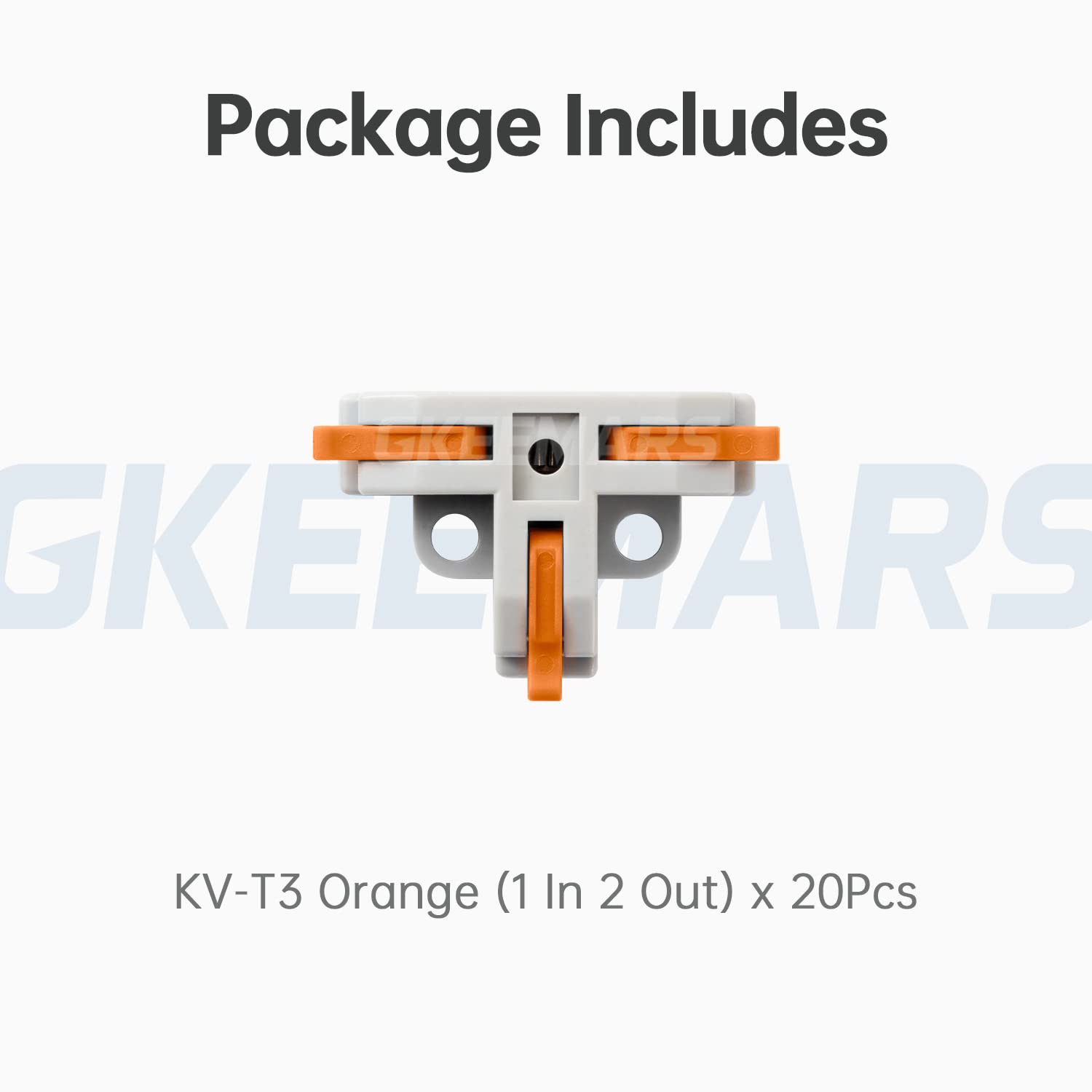 GKEEMARS 20Pcs 3 Way T Tap Wire Connectors - Quick Splice Push-in Electrical Connectors for AWG 24-12 Gauge Wires (Orange) - Ideal for Automotive, Home Wiring & DIY Electrical Projects