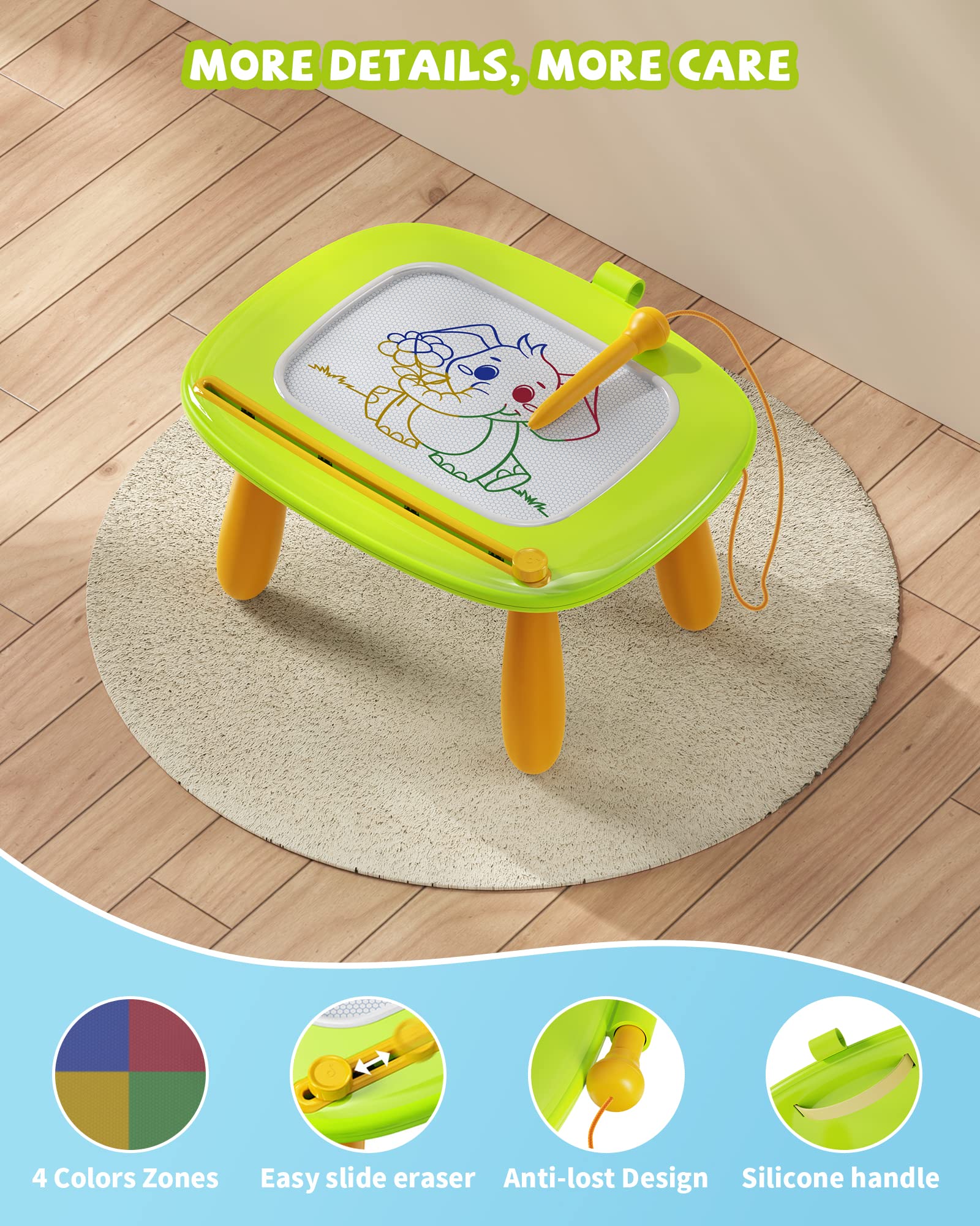 Magnetic Drawing Board for Toddlers 1-3 - Educational Sensory Toy for Birthday & Christmas Gifts - Green