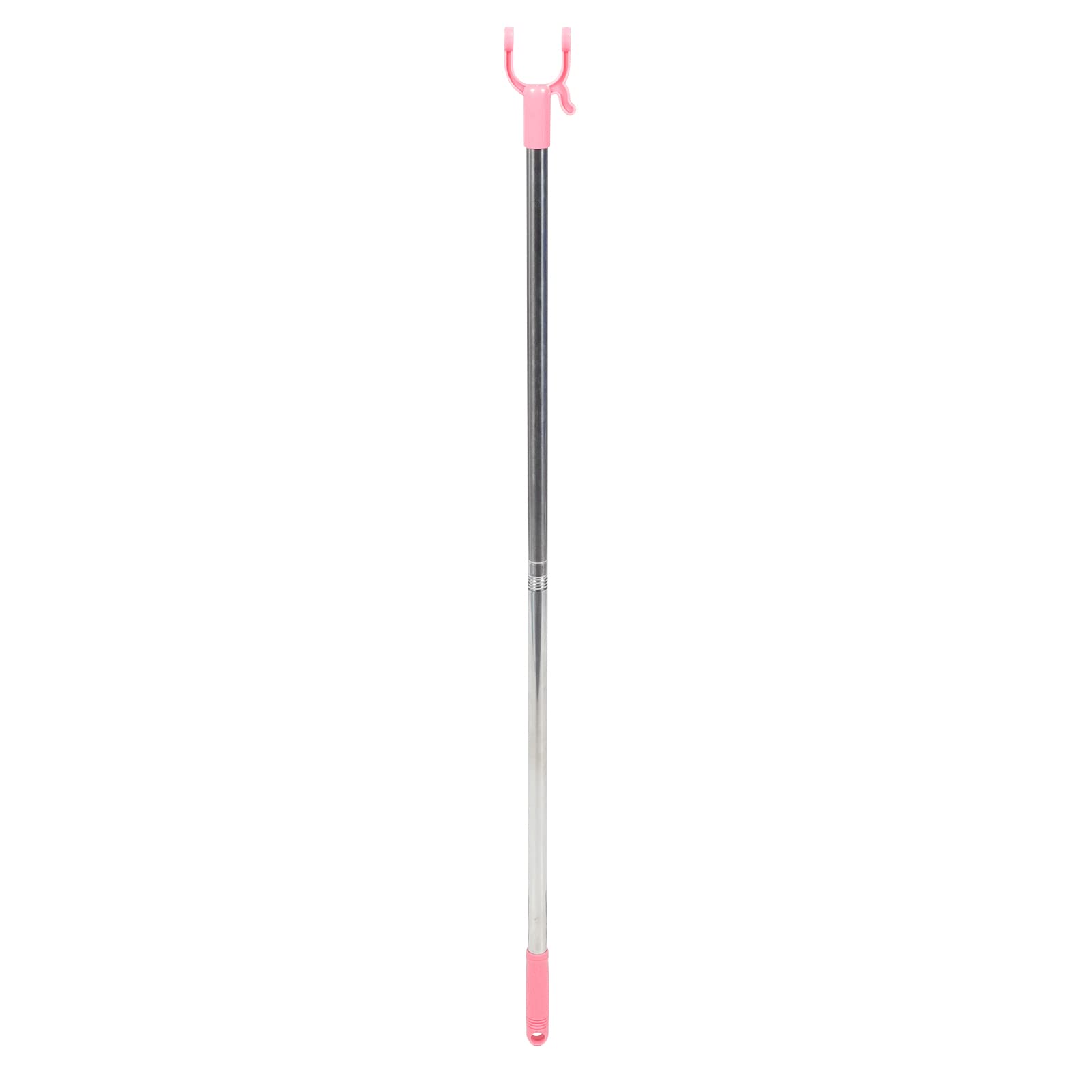 LUOZZY 100CM Pink Closet Hook Pole - Heavy Duty Metal Clothes Rod for Wardrobe Organization, Reach Pole for Hanging Clothes - Perfect for Bedroom, Closet, Laundry Room Storage Solutions