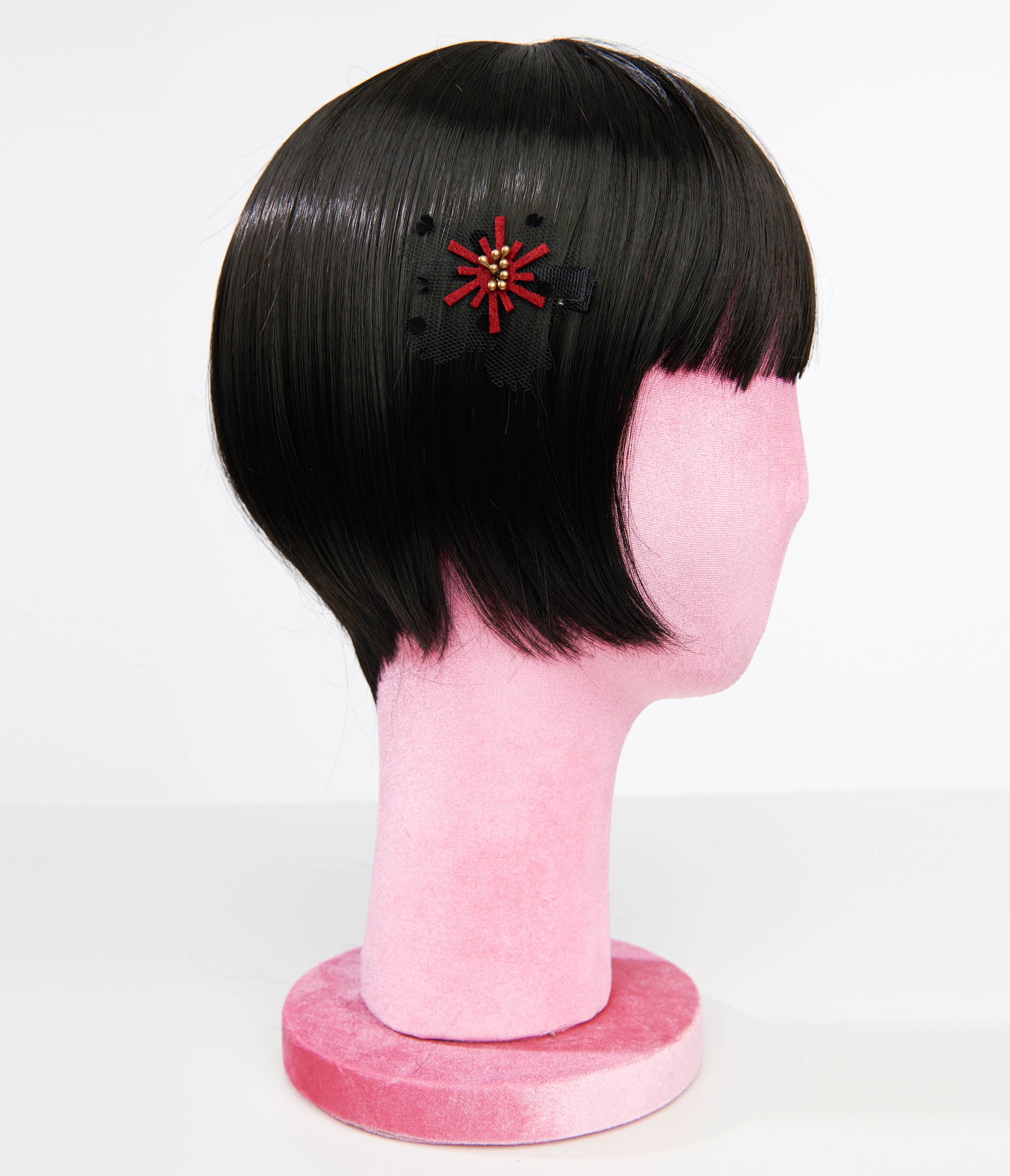Vintage Burgundy & Black Mesh Floral Hair Clip for Women - Elegant Hair Accessories for Weddings, Parties & Special Occasions