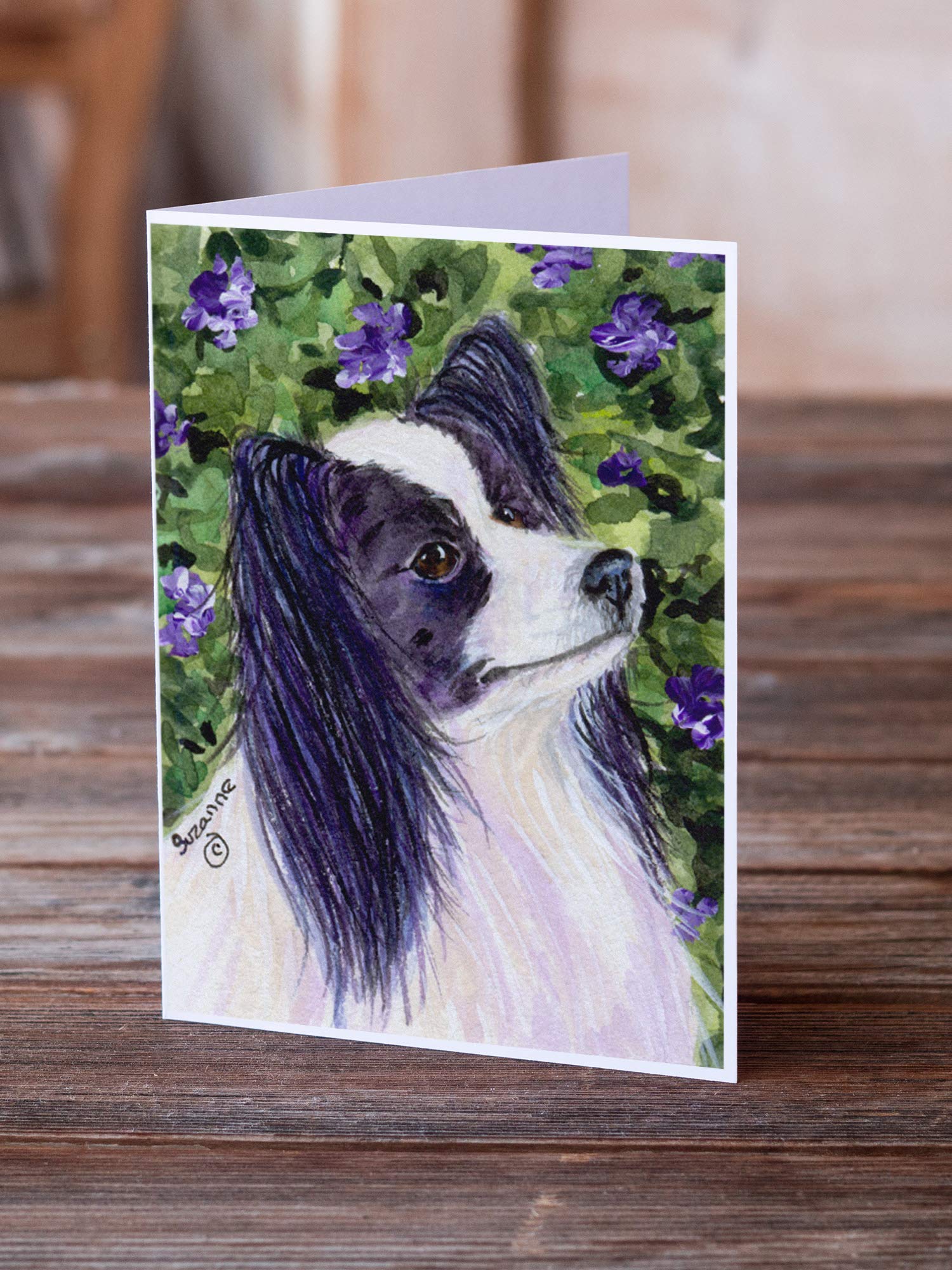 Caroline's Treasures SS8896GCA7P Papillon Blank Greeting Cards Set - 8 Whimsical A7 Size (5x7) Note Cards with Envelopes | Perfect for Birthday Wishes, Thank You Notes & Special Occasions