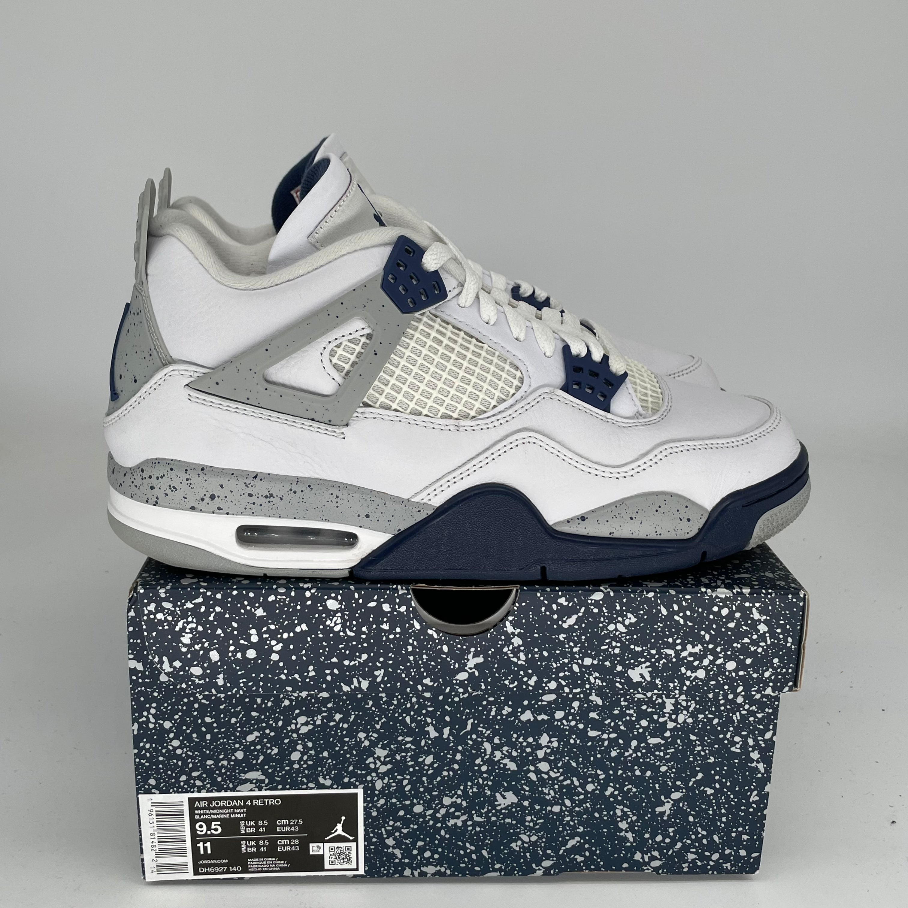 AIR JORDAN 4 RETRO MIDNIGHT NAVY MEN'S BASKETBALL SHOES SIZE 9.5 - DH6927-140 | Official Nike Sneakers for Streetwear & Basketball Games