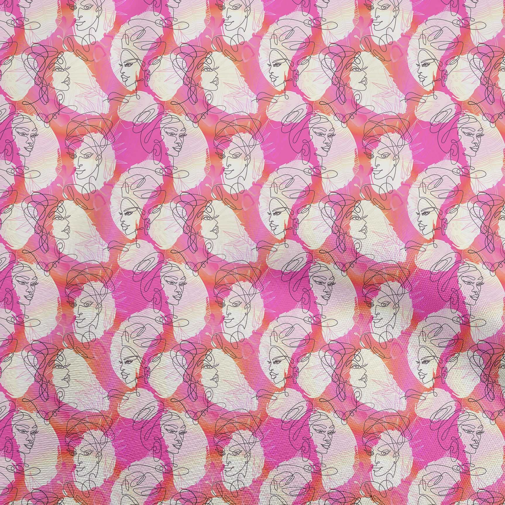 oneOone Cotton Cambric Pink Abstract Floral Print Fabric by The Yard - 42 Inch Wide Dress Material for DIY Clothing, Quilting & Home Decor Projects