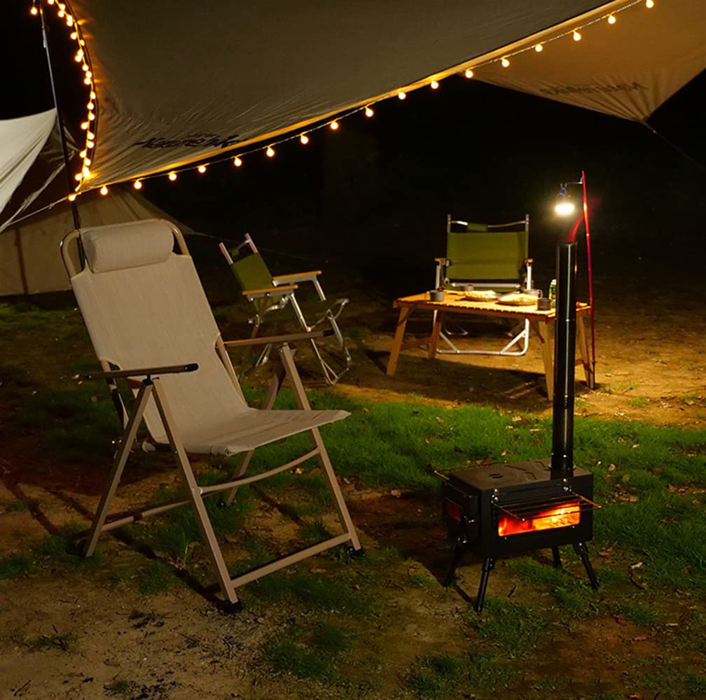 Portable Folding Wood Burning Stove with Stainless Steel Chimney - Outdoor Camping Heater for Tents, Backpacking & Survival Gear | Cold Rolled Steel Construction | Perfect for Hiking, Hunting & Emergency Heating