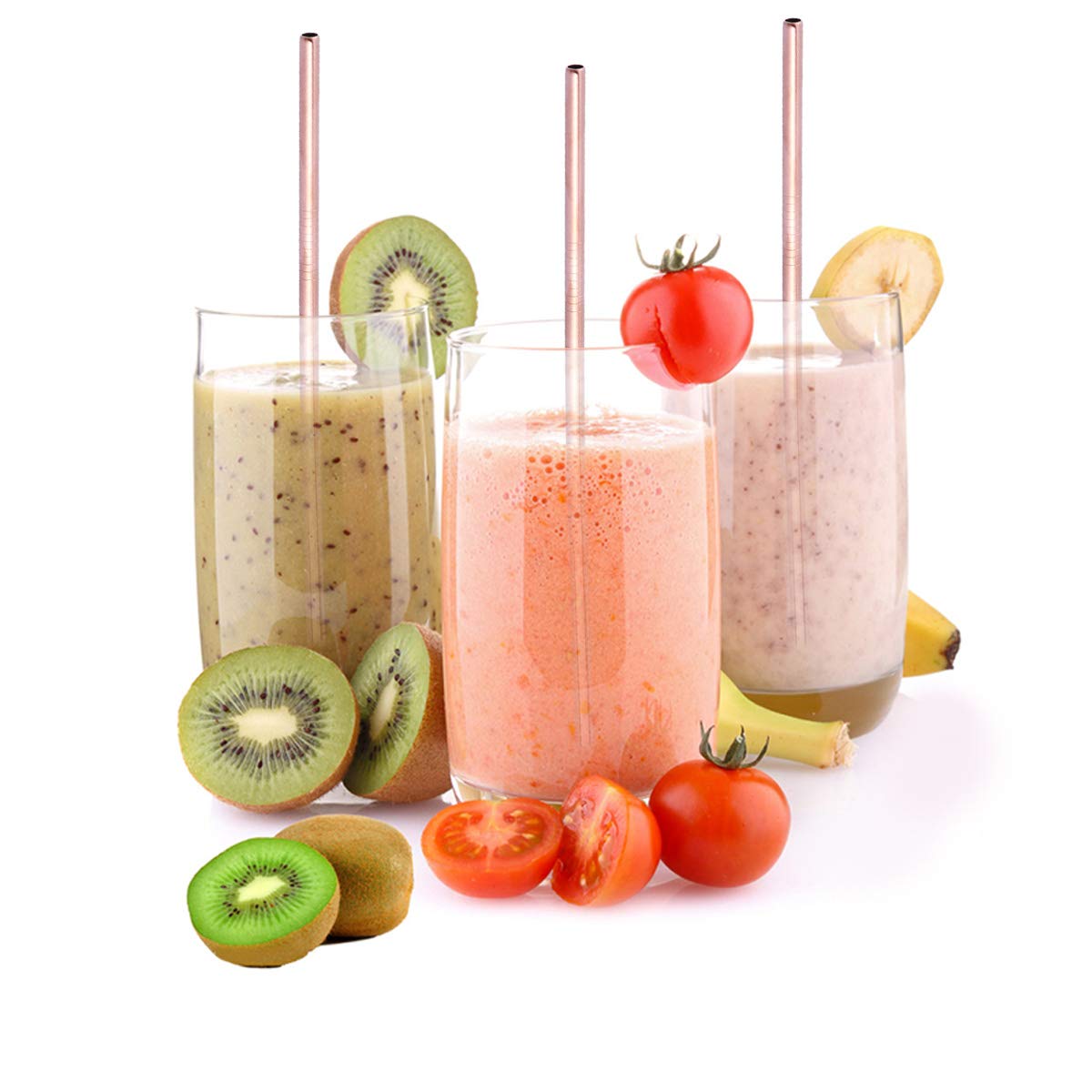 DOITOOL Reusable Stainless Steel Drinking Straws - 4 Pack Straight Metal Straws for Smoothies, Iced Coffee & Cocktails - Eco-Friendly Travel & Home Use