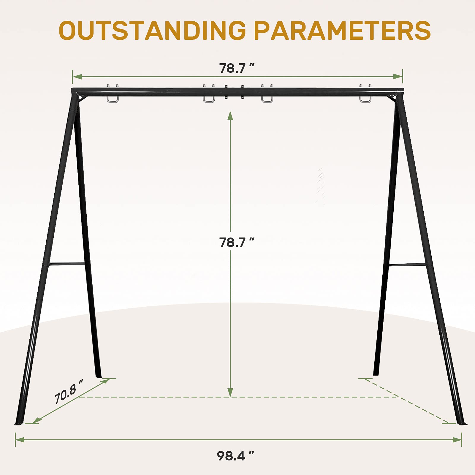 IKARE Heavy Duty Extra-Large Metal Swing Stand for Kids & Adults - 400lb Capacity, Fits Porch Swings - Indoor/Outdoor Backyard, Garden & Patio Use - Includes Ground Stakes for Stability