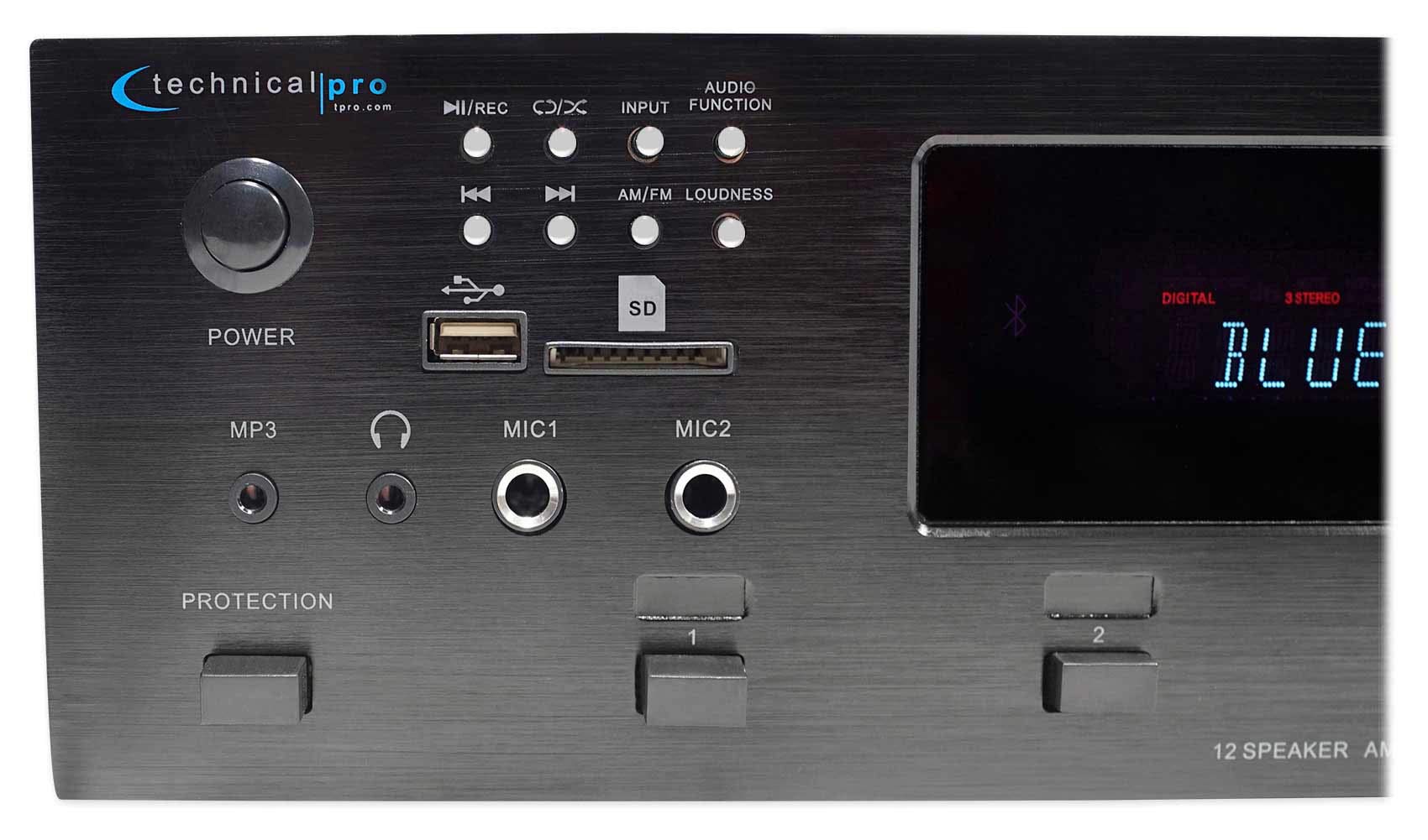 Technical Pro 6000W Bluetooth Karaoke Amplifier Receiver with USB, SD Card & 2 Microphones - Professional Audio System for Home Parties, DJ Events & Live Performances