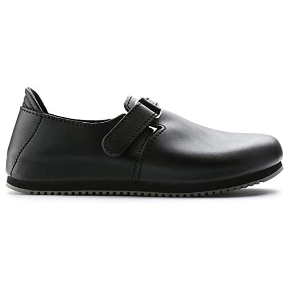 Birkenstock Women's Linz Super Grip Clogs - Natural Leather Black Slip-Resistant Work Shoes for Nurses & Chefs, EU Size 37 (US Women's 6-6.5) with Comfort Footbed | Perfect for Healthcare, Kitchen & Service Industry Professionals